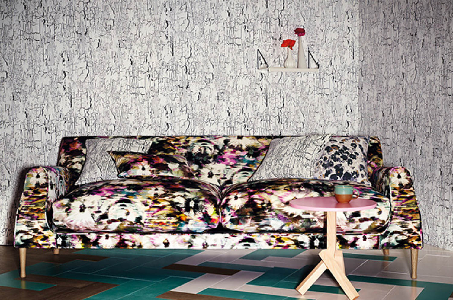 The Kansai Velvet Zinnia カンサイベルベット クッション (NO.06) 60×40cm 中材付 - HOUSE OF JAPAN Shop