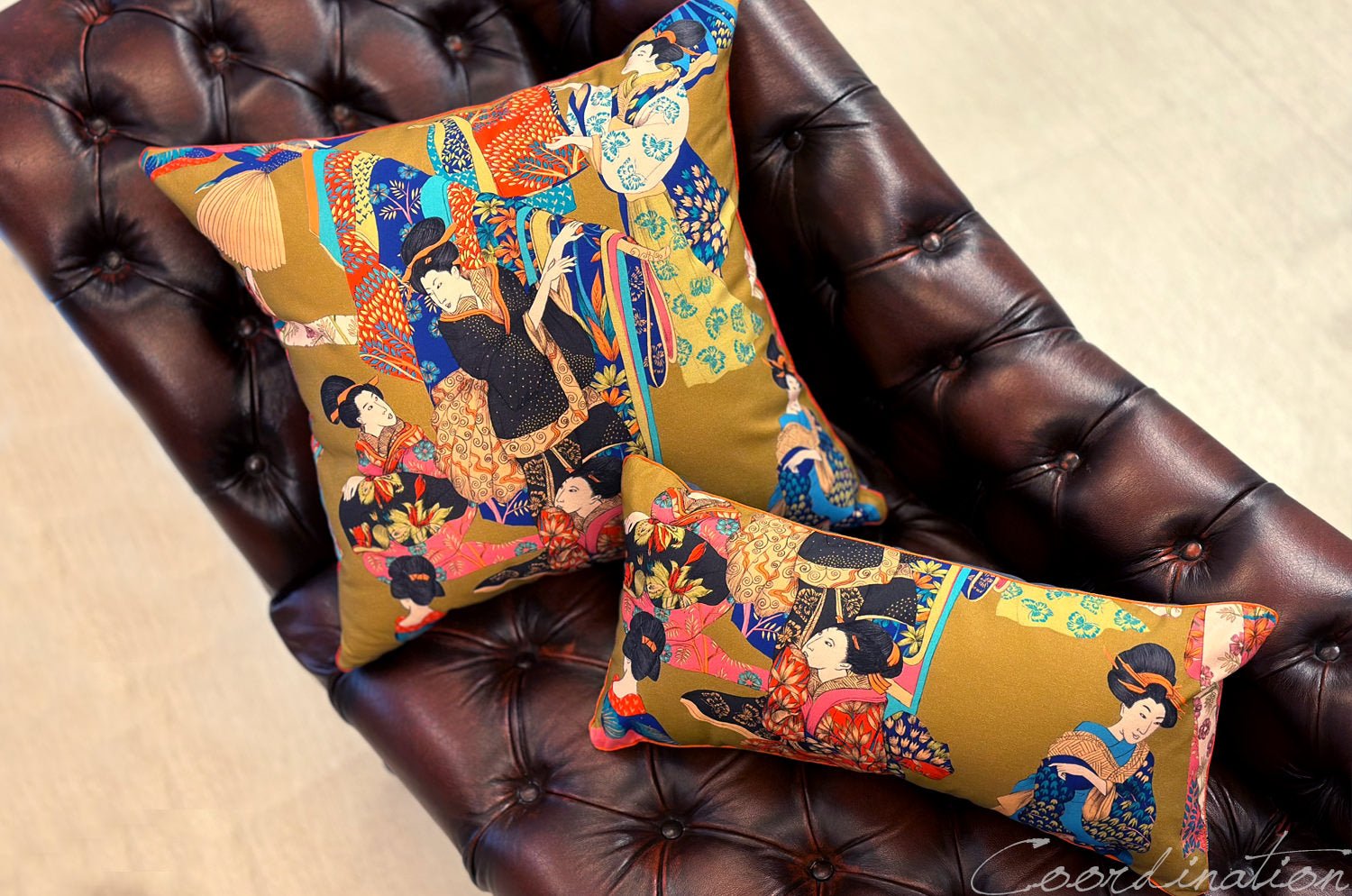 The KIMONO フレンンチコットン キモノ ビッグ クッション 60×60cm 中材付 - HOUSE OF JAPAN Shop