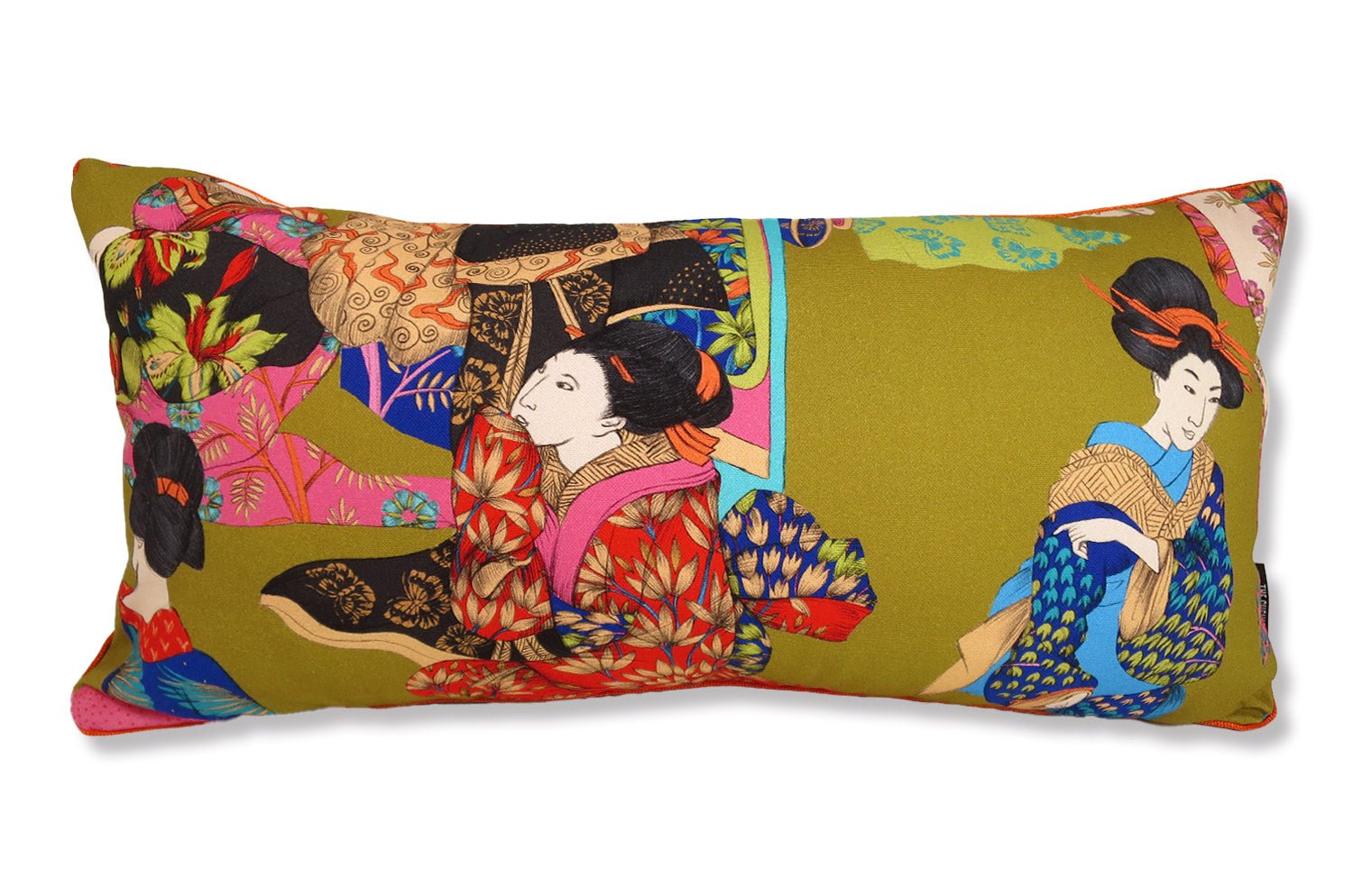 The KIMONO フレンンチコットン キモノ 横長 クッション (red) 60×30cm 中材付 - HOUSE OF JAPAN Shop