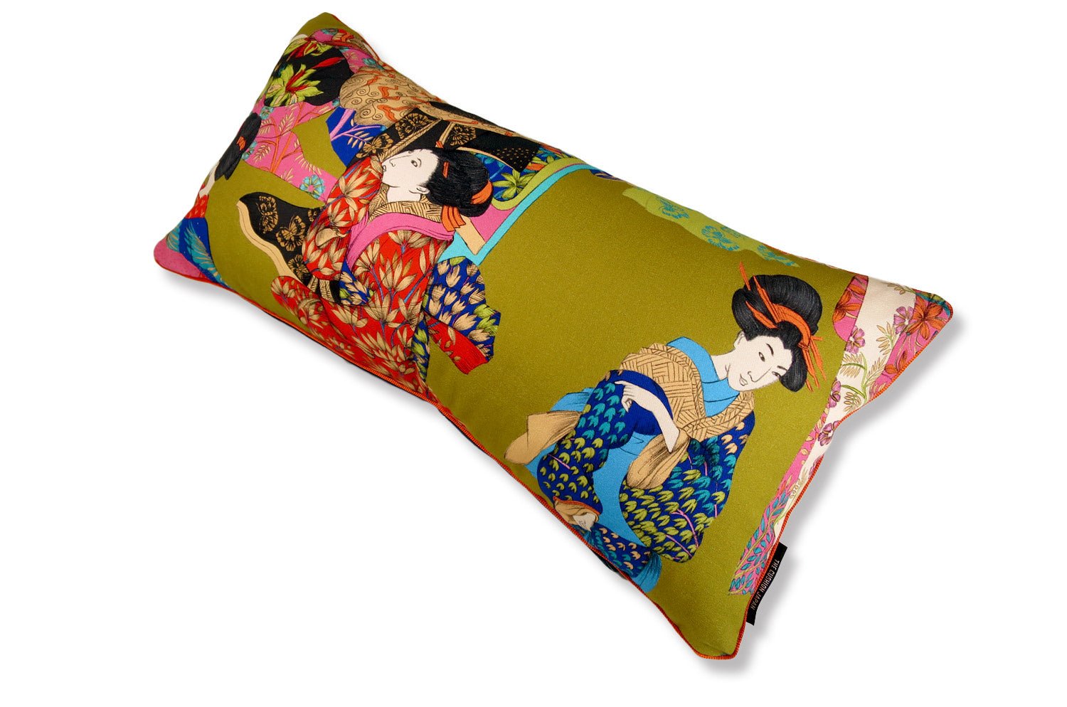 The KIMONO フレンンチコットン キモノ 横長 クッション (red) 60×30cm 中材付 - HOUSE OF JAPAN Shop