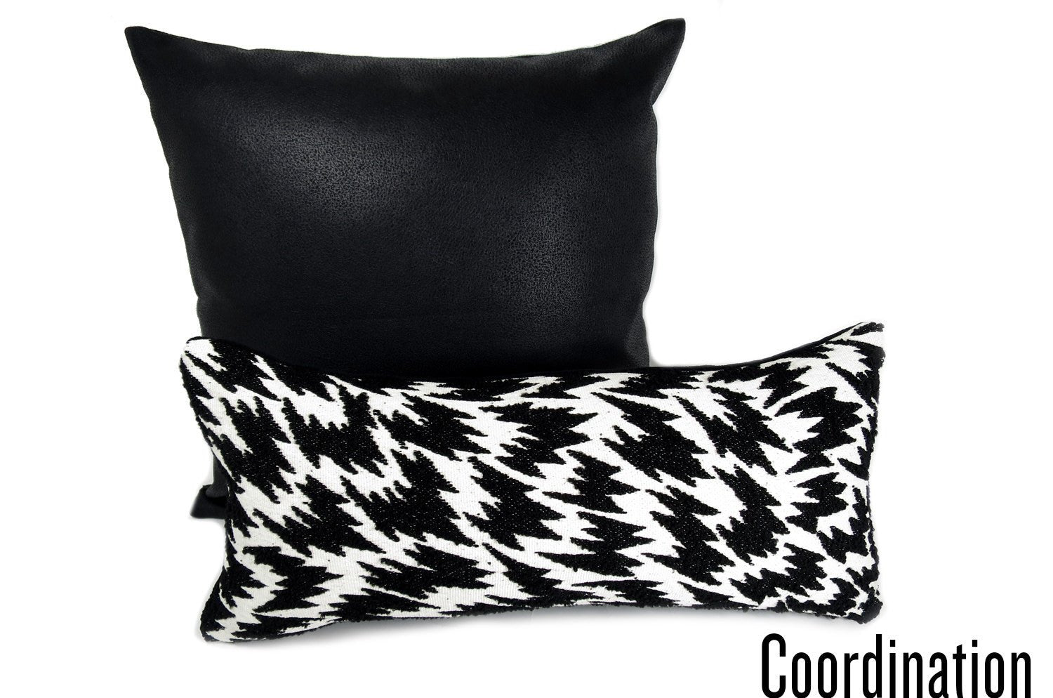 The KongoLeather ブラックレザー&ラッカーニジップクッションカバー 45×45cm - HOUSE OF JAPAN Shop