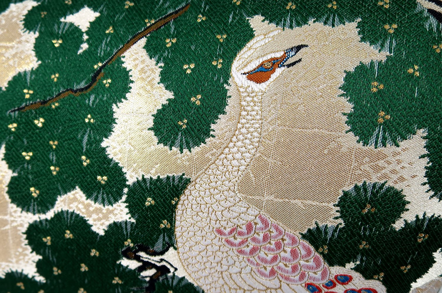 The Kujaku Houou 孔雀鳳凰図 西陣ビッグクッション 75×36×5cm 中材付 - HOUSE OF JAPAN Shop