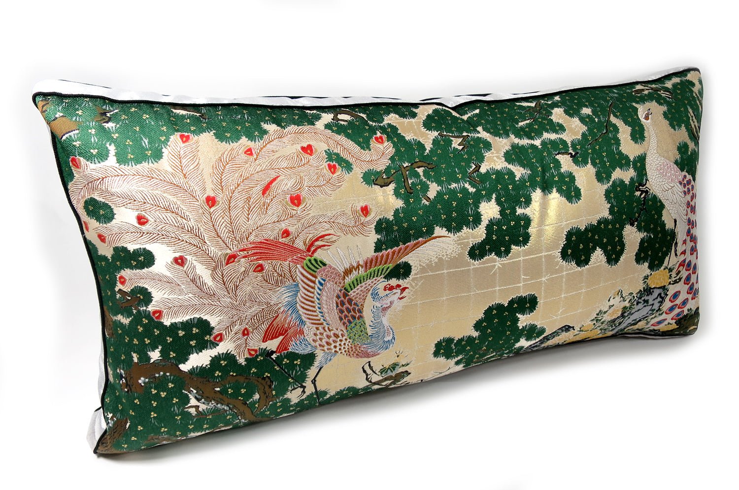 The Kujaku Houou 孔雀鳳凰図 西陣ビッグクッション 75×36×5cm 中材付 - HOUSE OF JAPAN Shop