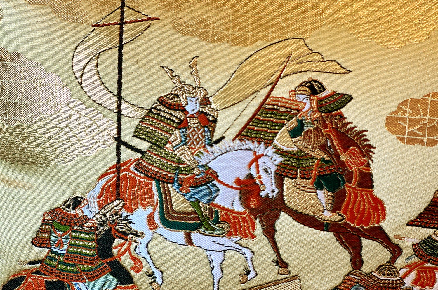The Kyoto KIBAMUSHA 騎馬武者絵巻 西陣織 クッションカバー 45×45cm - HOUSE OF JAPAN Shop