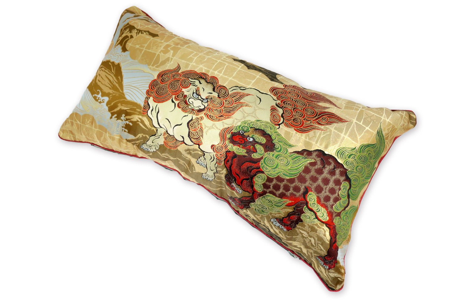 The Kyoto KOMAINUEZU 狛犬絵図 西陣織 横長クッション 65×35cm 中材付 - HOUSE OF JAPAN Shop