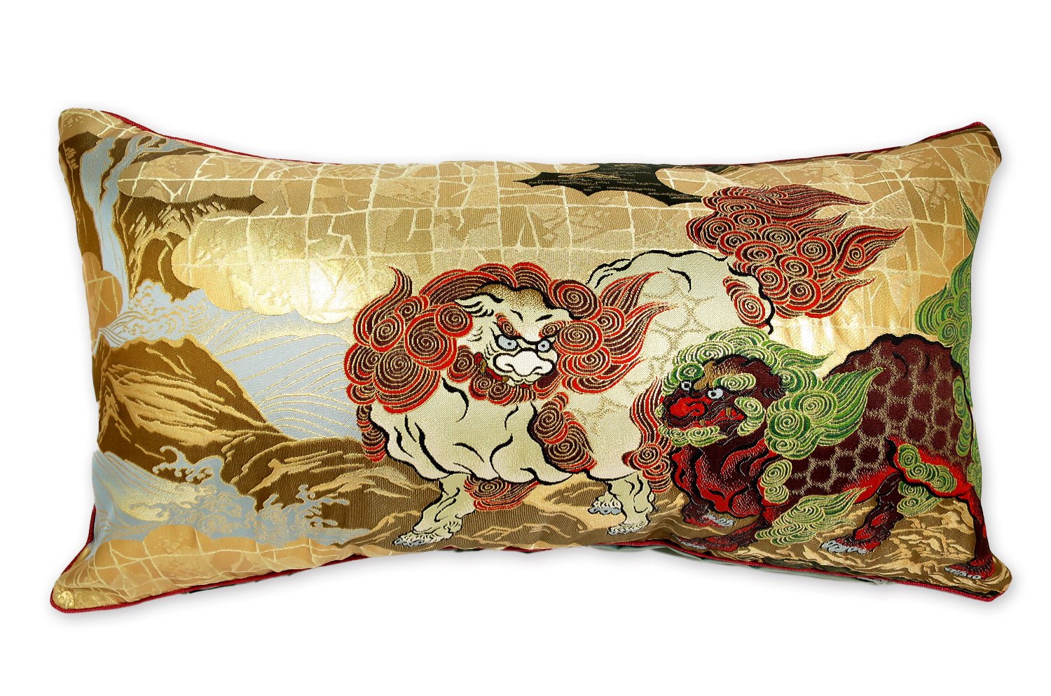 The Kyoto KOMAINUEZU 狛犬絵図 西陣織 横長クッション 65×35cm 中材付 - HOUSE OF JAPAN Shop