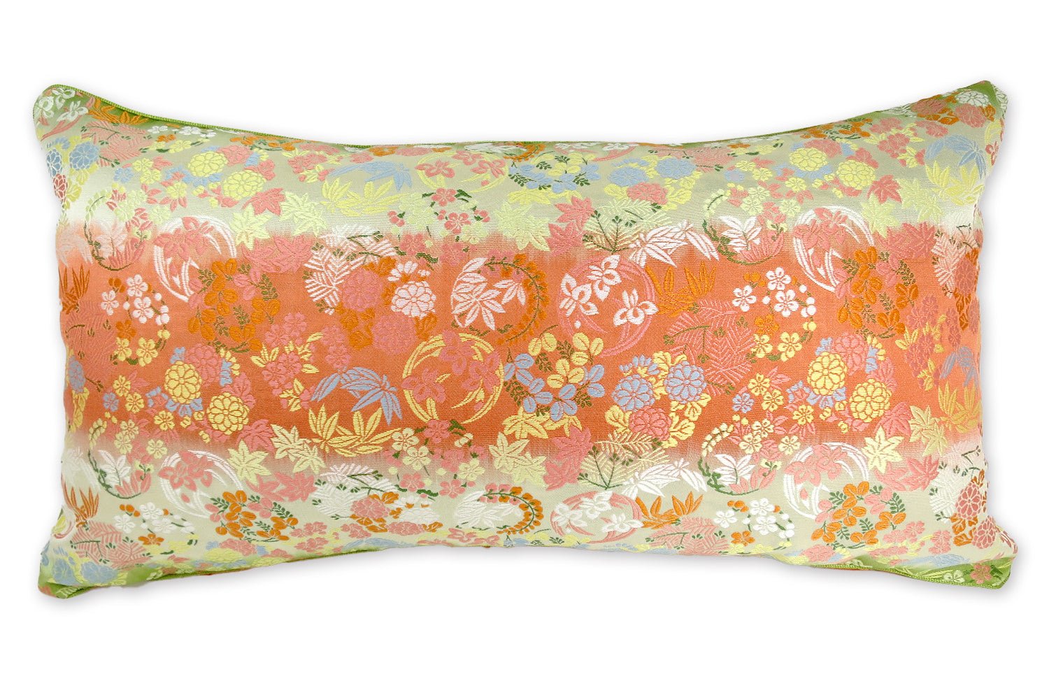 The Kyoto KUSABANAMONYO 草花文様 西陣織 正絹 横長クッション 65×35cm 中材付 - HOUSE OF JAPAN Shop