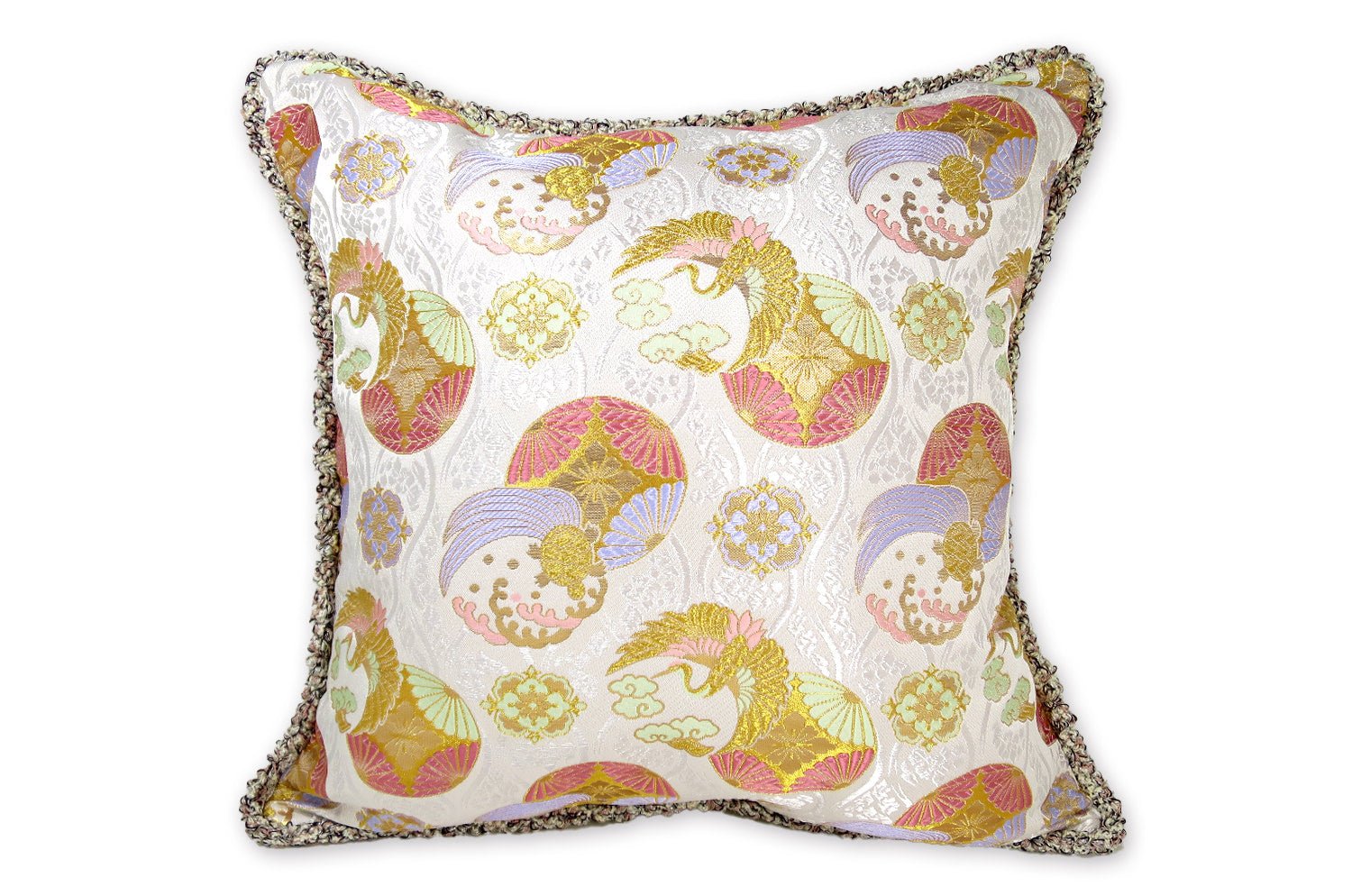 The Kyoto TSURUKAME 鶴亀立涌文様 西陣織 クッションカバー 45×45cm - HOUSE OF JAPAN Shop