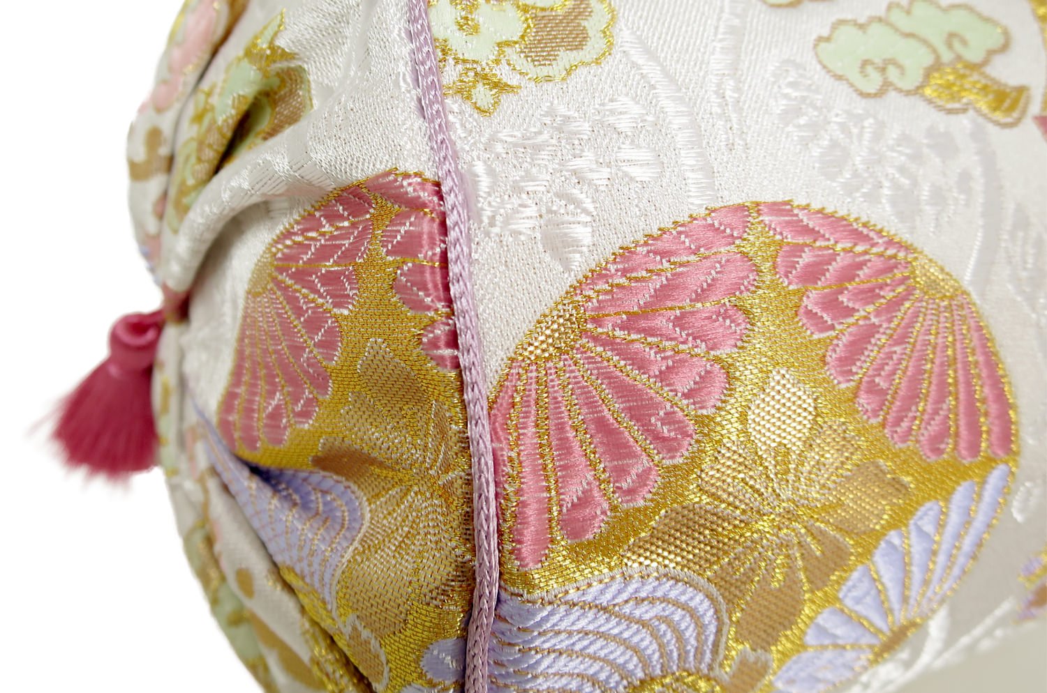 The Kyoto TSURUKAME 鶴亀立涌文様 西陣織 ボルスタークッション 50×Φ16cm 中材付 - HOUSE OF JAPAN Shop