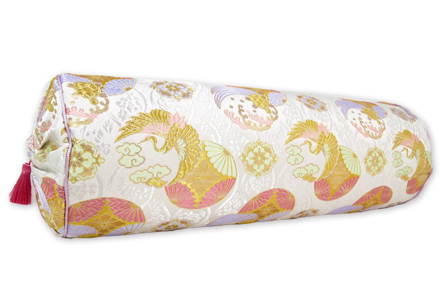 The Kyoto TSURUKAME 鶴亀立涌文様 西陣織 ボルスタークッション 50×Φ16cm 中材付 - HOUSE OF JAPAN Shop