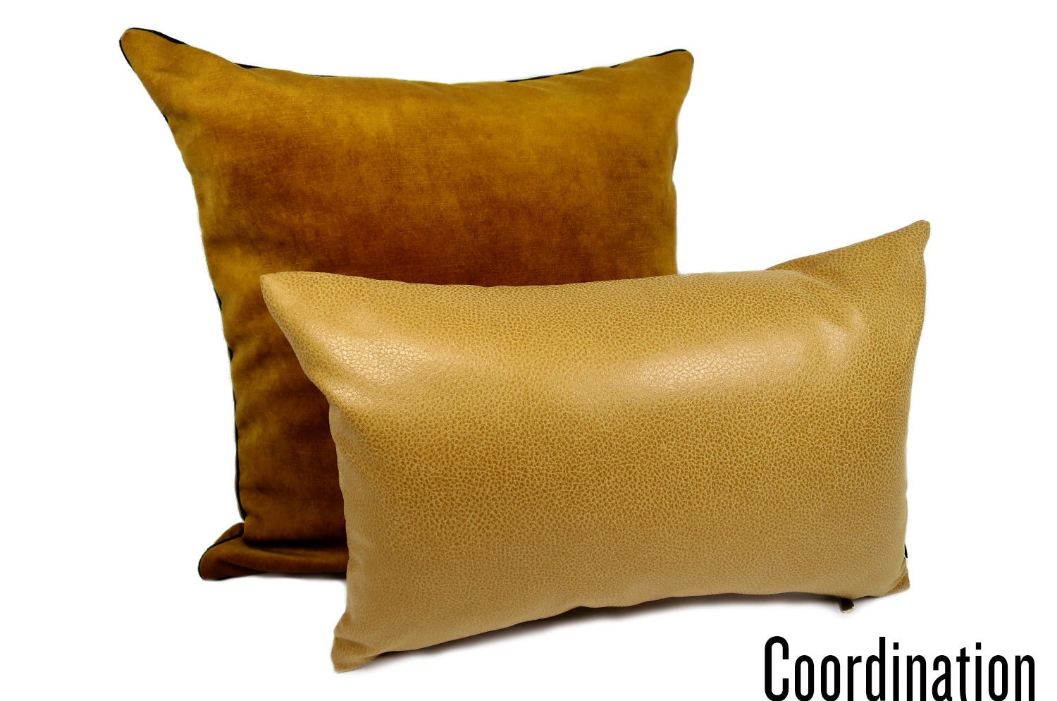 The Leather キャメルレザー&ラッカーニジップクッション 45×30cm 中材付 - HOUSE OF JAPAN Shop