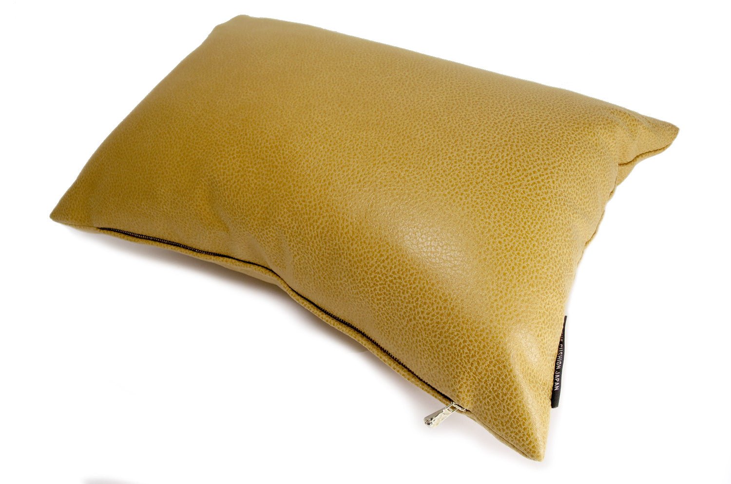 The Leather キャメルレザー&ラッカーニジップクッション 45×30cm 中材付 - HOUSE OF JAPAN Shop