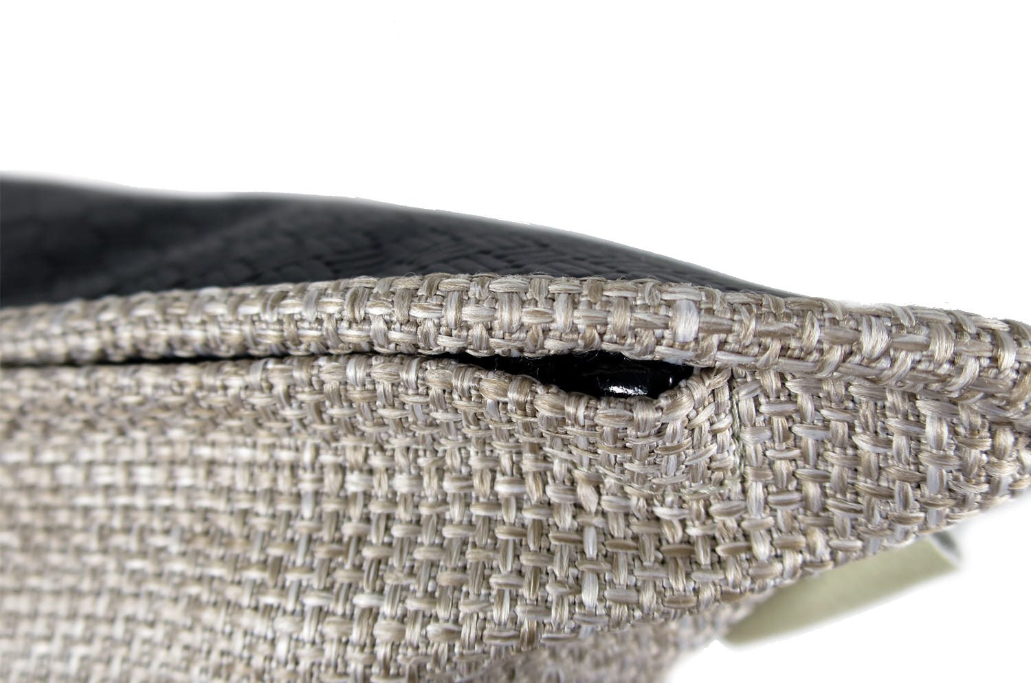 The Leather ブラックレザー&リネンライク パイピングクッション 45×45cm - HOUSE OF JAPAN Shop