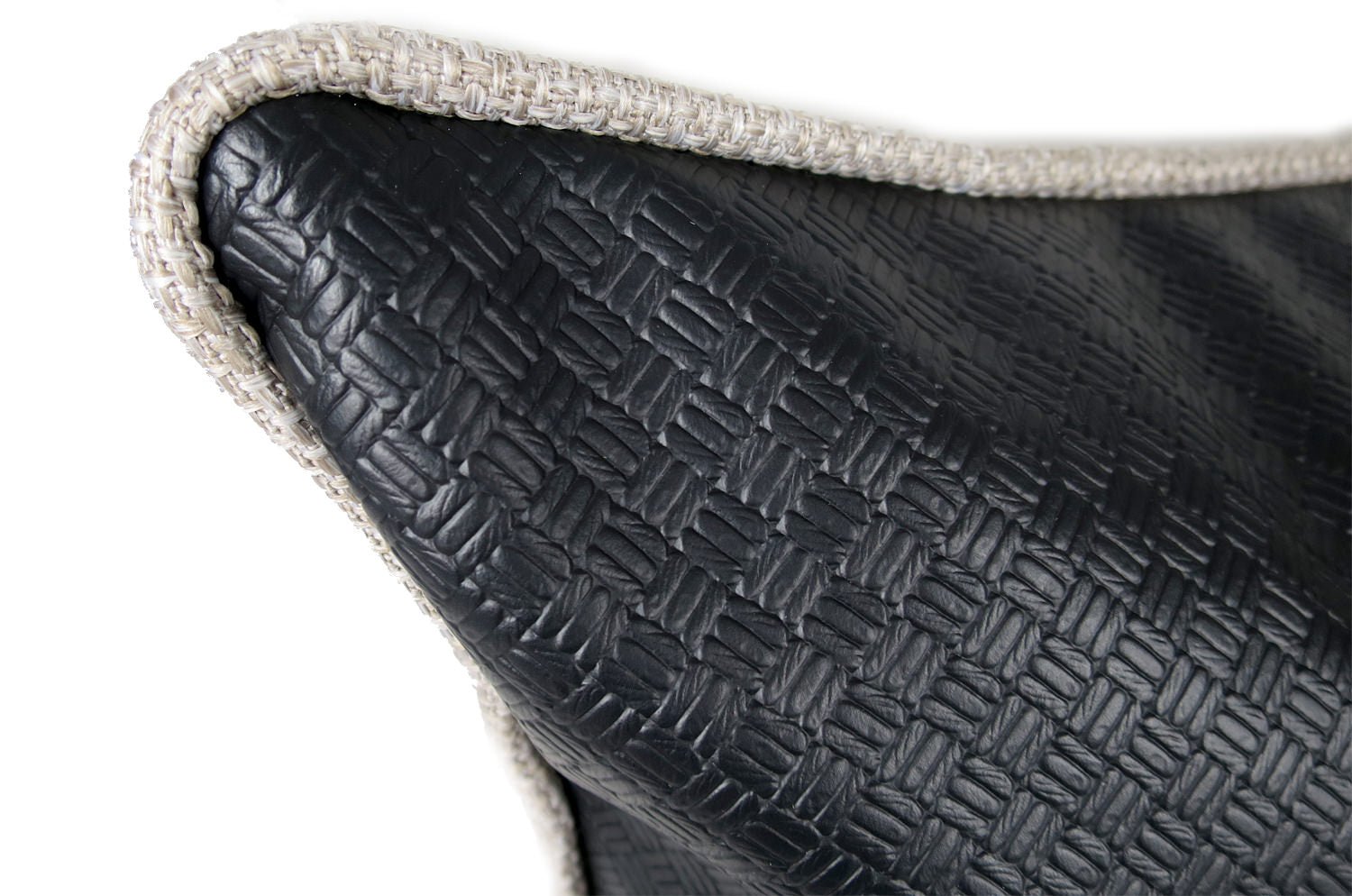 The Leather ブラックレザー&リネンライク パイピングクッション 45×45cm - HOUSE OF JAPAN Shop