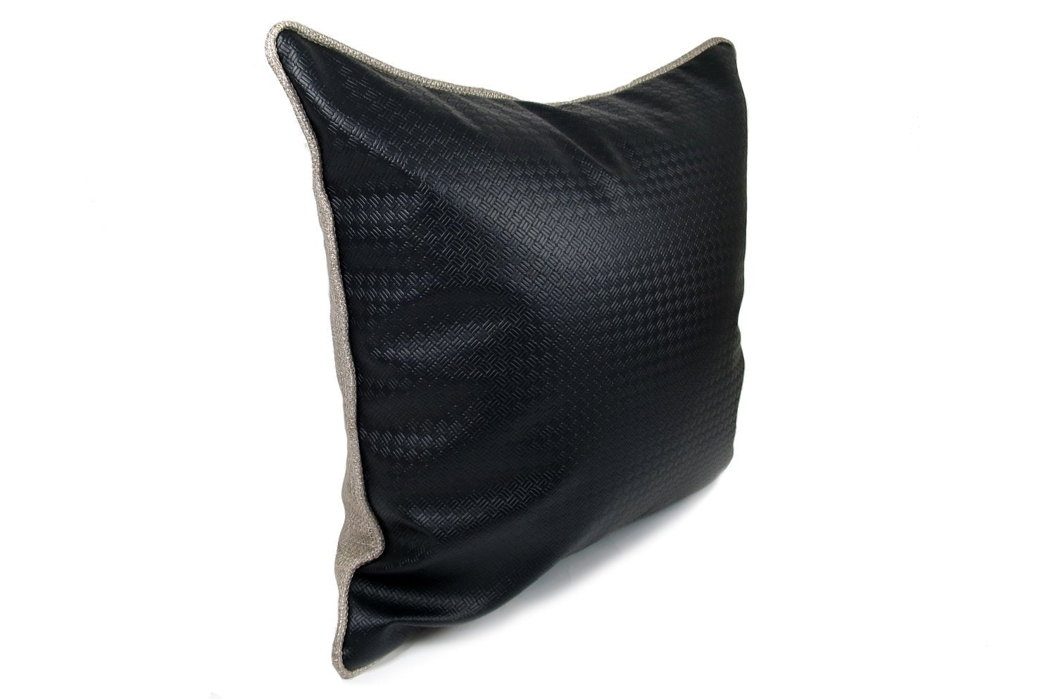 The Leather ブラックレザー&リネンライク パイピングクッション 45×45cm - HOUSE OF JAPAN Shop