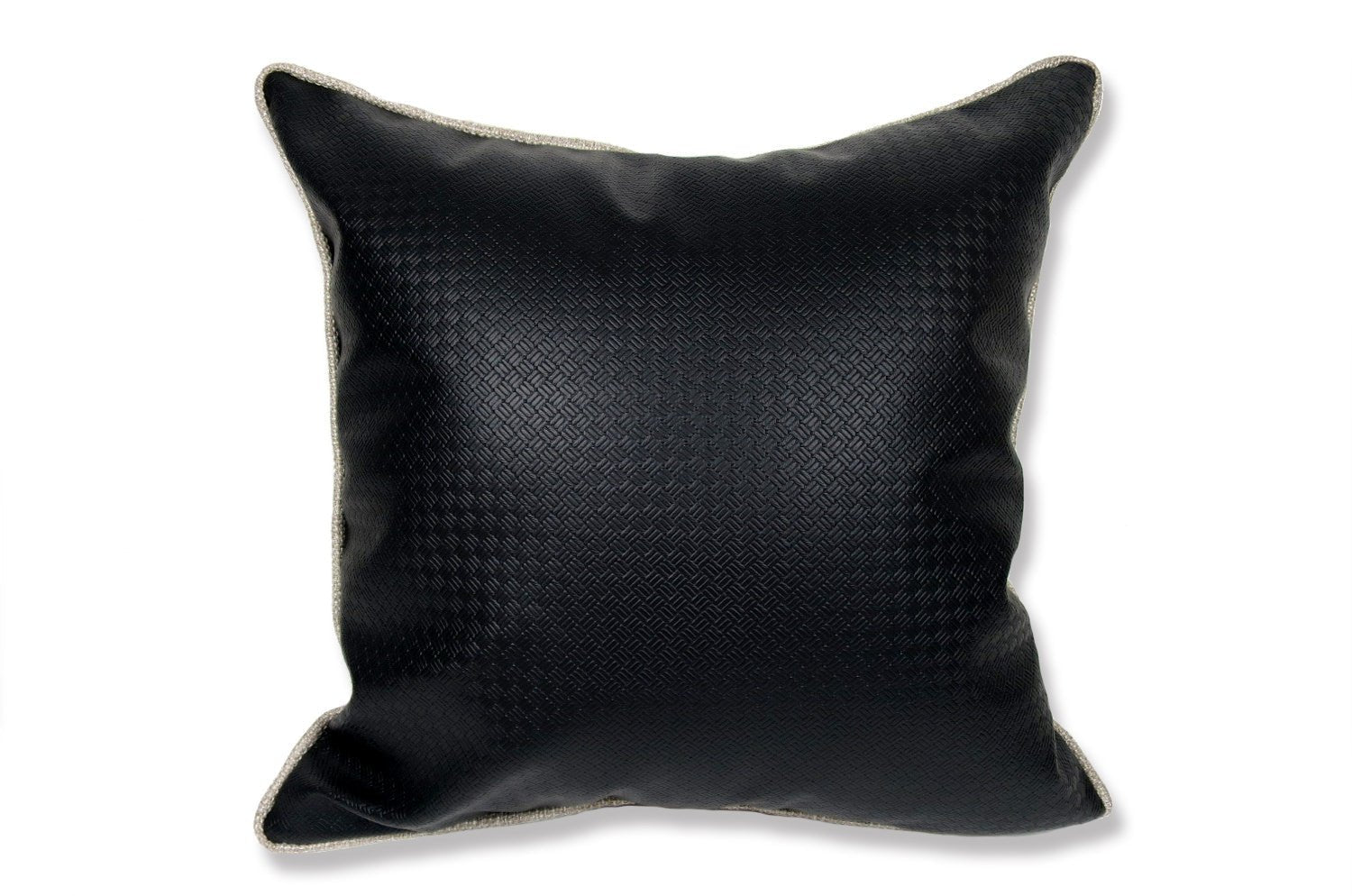 The Leather ブラックレザー&リネンライク パイピングクッション 45×45cm - HOUSE OF JAPAN Shop