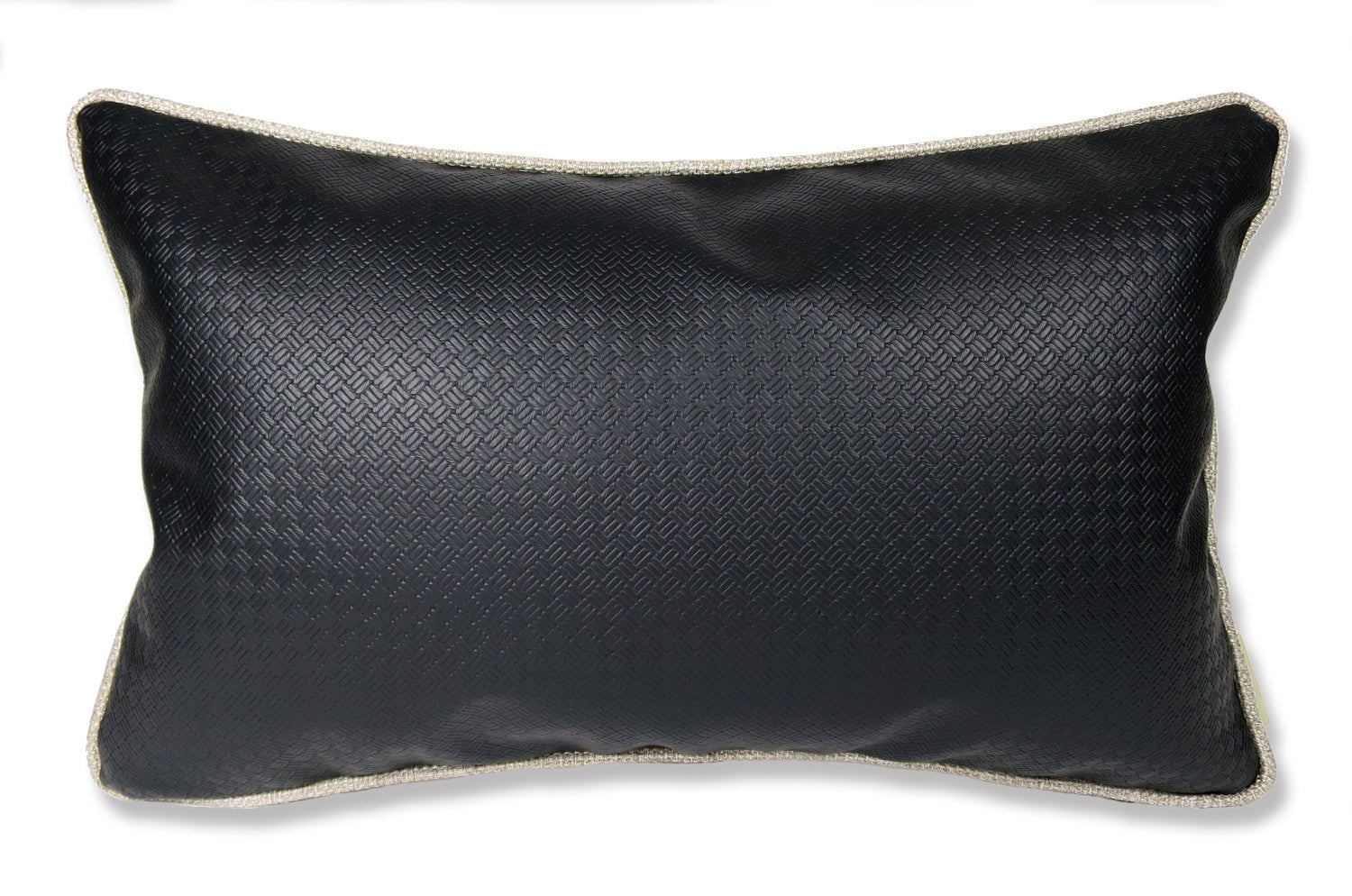 The Leather ブラックレザー&リネンライク パイピングクッション 50×30cm 中材付 - HOUSE OF JAPAN Shop