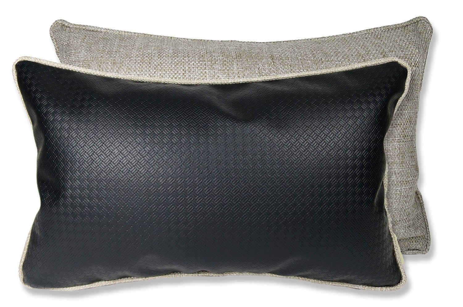 The Leather ブラックレザー&リネンライク パイピングクッション 50×30cm 中材付 - HOUSE OF JAPAN Shop