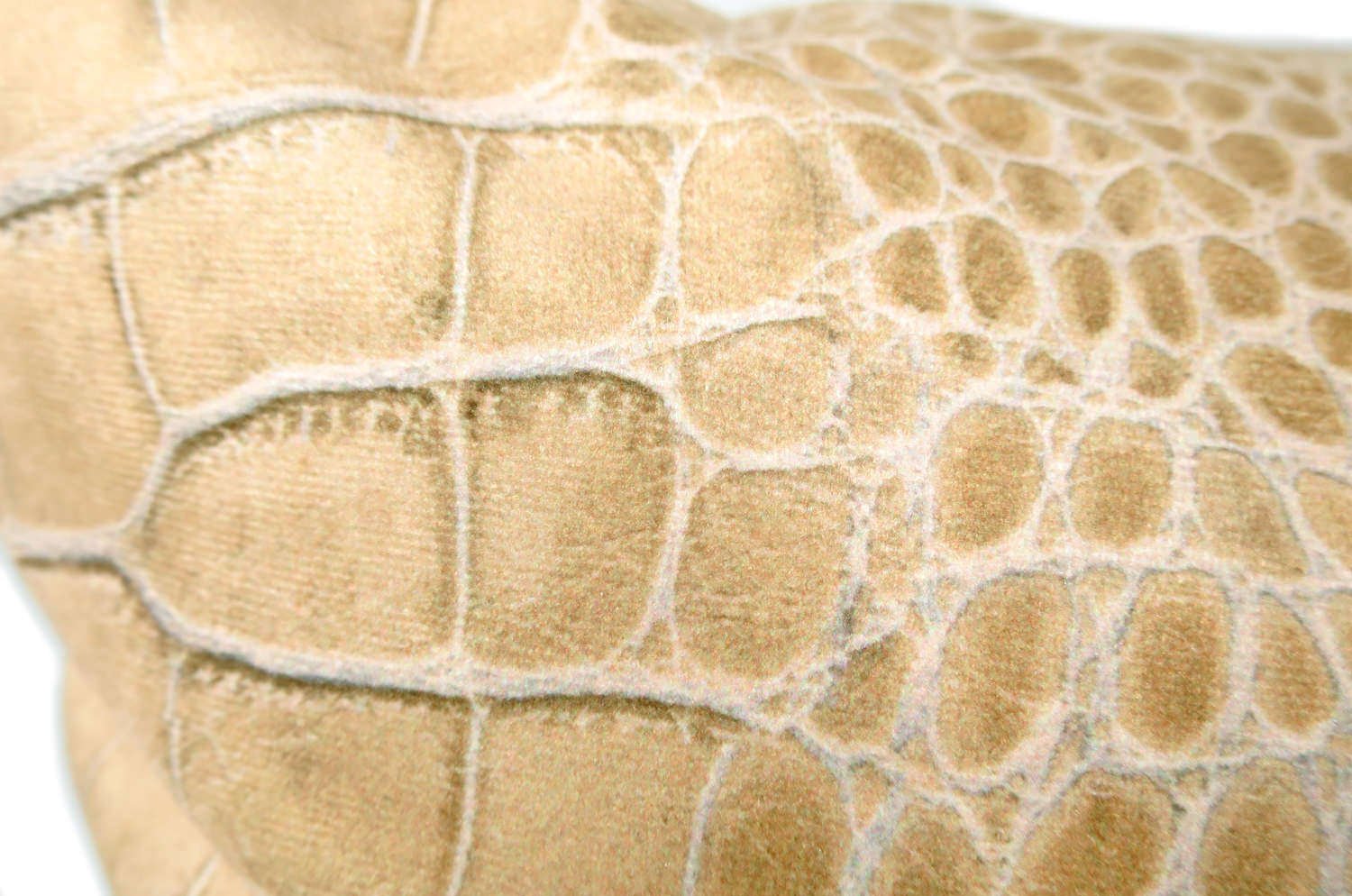 The Light beige Crocodile スペイン製 起毛スエード調 クロコダイル柄クッション ベージュ 50×30cm - HOUSE OF JAPAN Shop