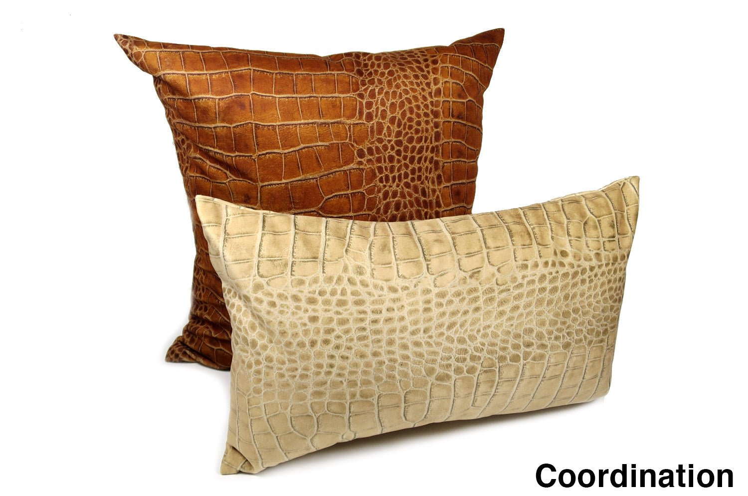 The Light beige Crocodile スペイン製 起毛スエード調 クロコダイル柄クッション ベージュ 50×30cm - HOUSE OF JAPAN Shop