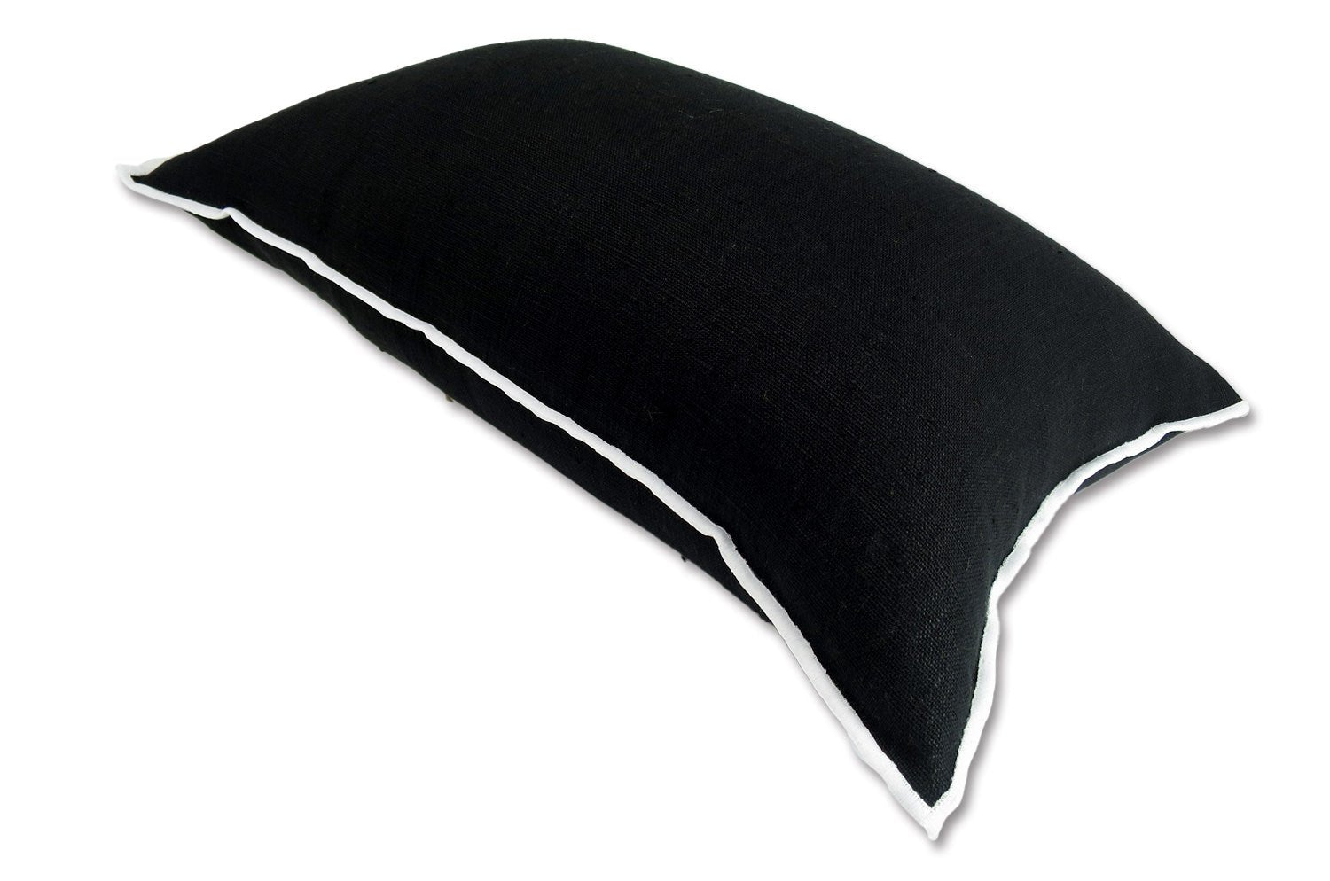 The LIN LAVE フレンチウォッシュドリネン クッション (ブラック) 45×30cm 中材付 - HOUSE OF JAPAN Shop