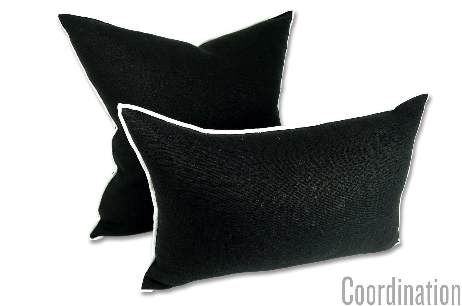 The LIN LAVE フレンチウォッシュドリネン クッション (ブラック) 45×30cm 中材付 - HOUSE OF JAPAN Shop