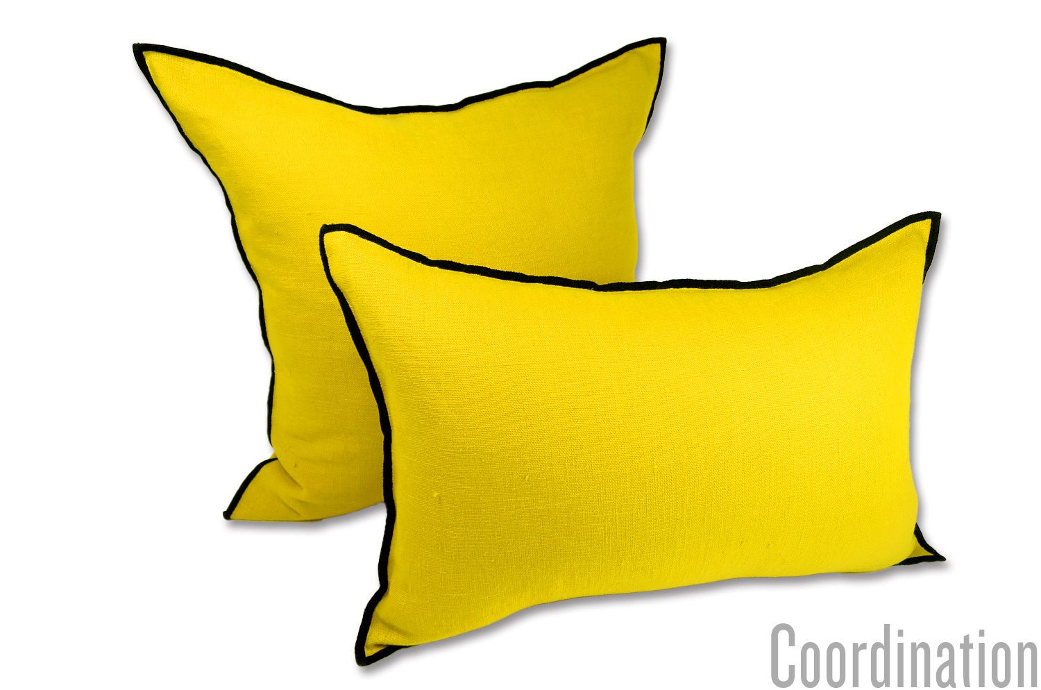 The LIN LAVE フレンチウォッシュドリネン クッション (イエロー) 45×30cm 中材付 - HOUSE OF JAPAN Shop