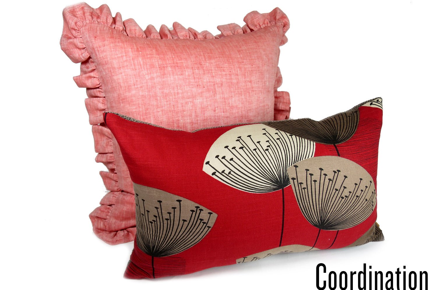 The Linen Frill リネンパフフリル クッションカバー レッド 45×45cm(54cm) - HOUSE OF JAPAN Shop