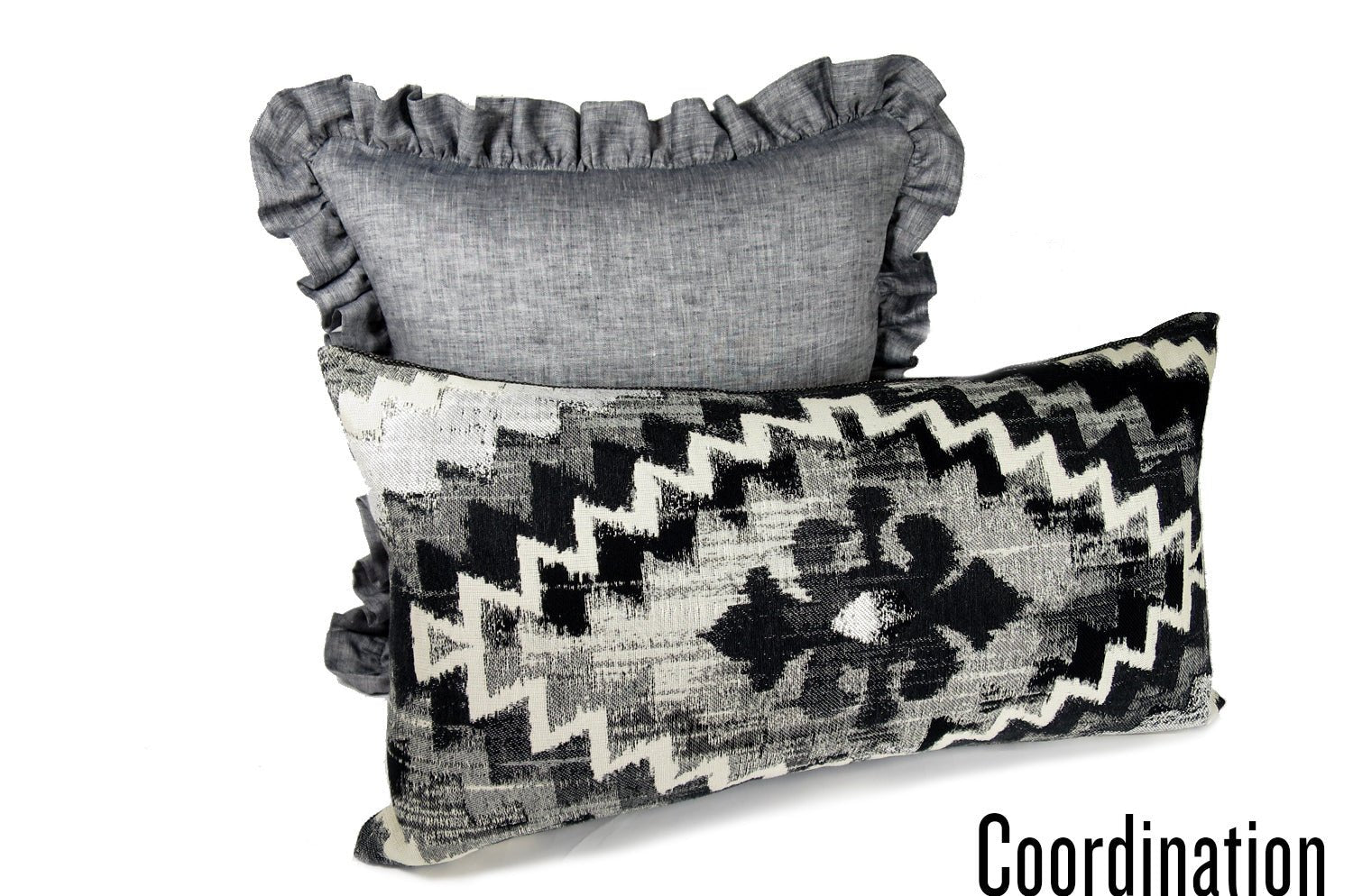 The Linen Frill リネンパフフリル クッションカバー ブラック 45×45cm(54cm) - HOUSE OF JAPAN Shop