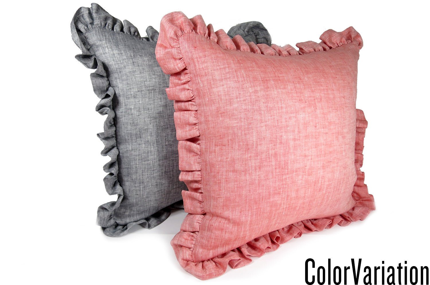 The Linen Frill リネンパフフリル クッションカバー レッド 45×45cm(54cm) - HOUSE OF JAPAN Shop