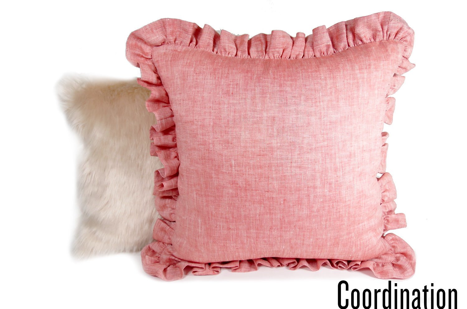 The Linen Frill リネンパフフリル クッションカバー レッド 45×45cm(54cm) - HOUSE OF JAPAN Shop