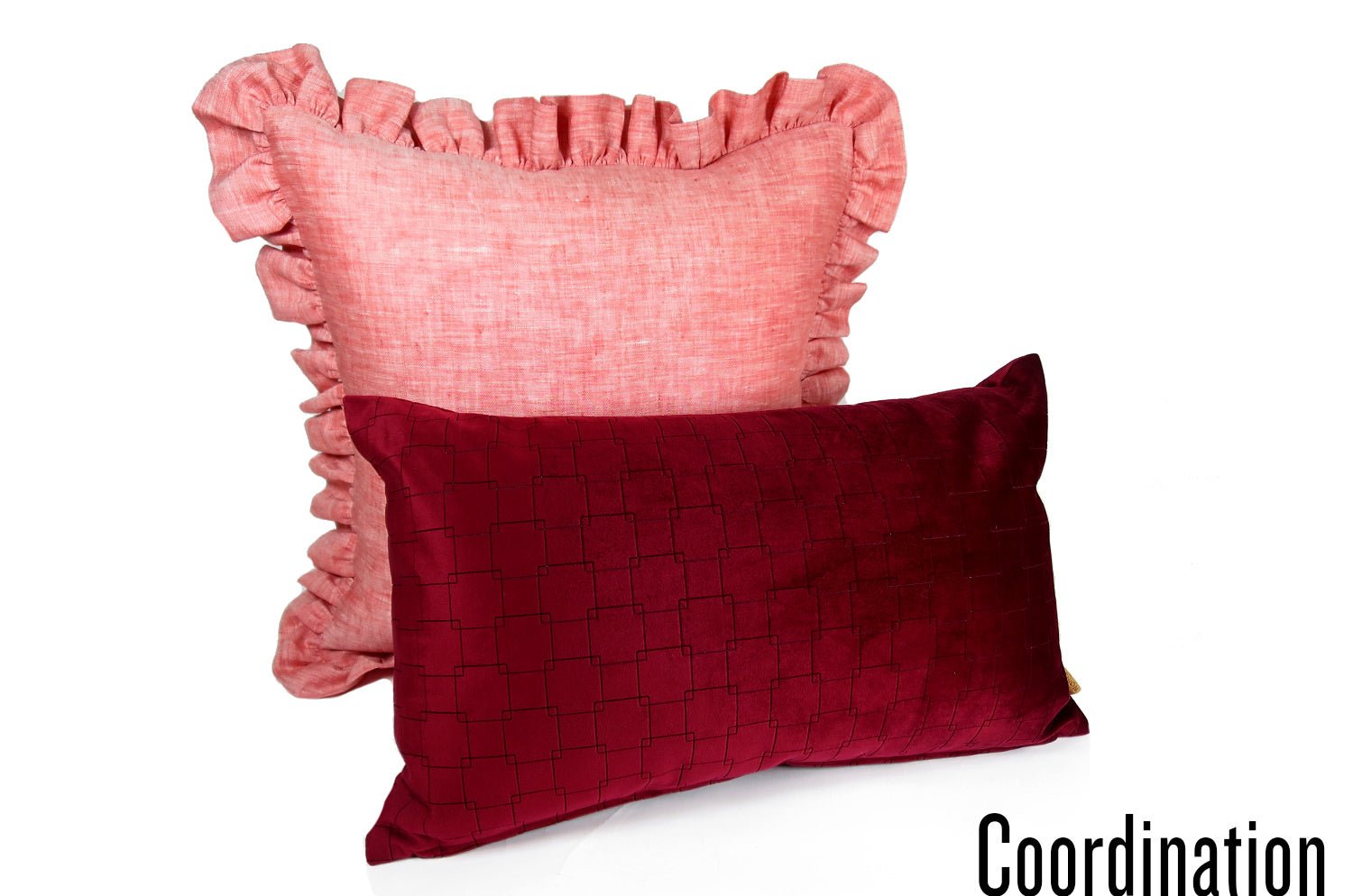 The Linen Frill リネンパフフリル クッションカバー レッド 45×45cm(54cm) - HOUSE OF JAPAN Shop