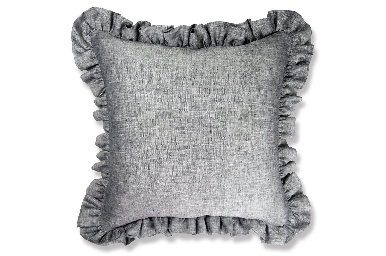 The Linen Frill リネンパフフリル クッションカバー ブラック 45×45cm(54cm) - HOUSE OF JAPAN Shop