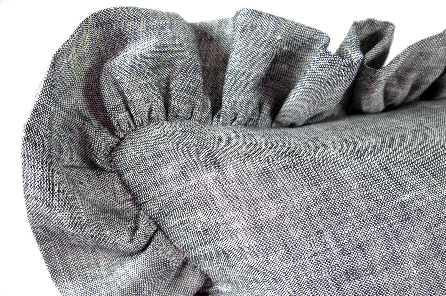 The Linen Frill リネンパフフリル クッションカバー ブラック 45×45cm(54cm) - HOUSE OF JAPAN Shop