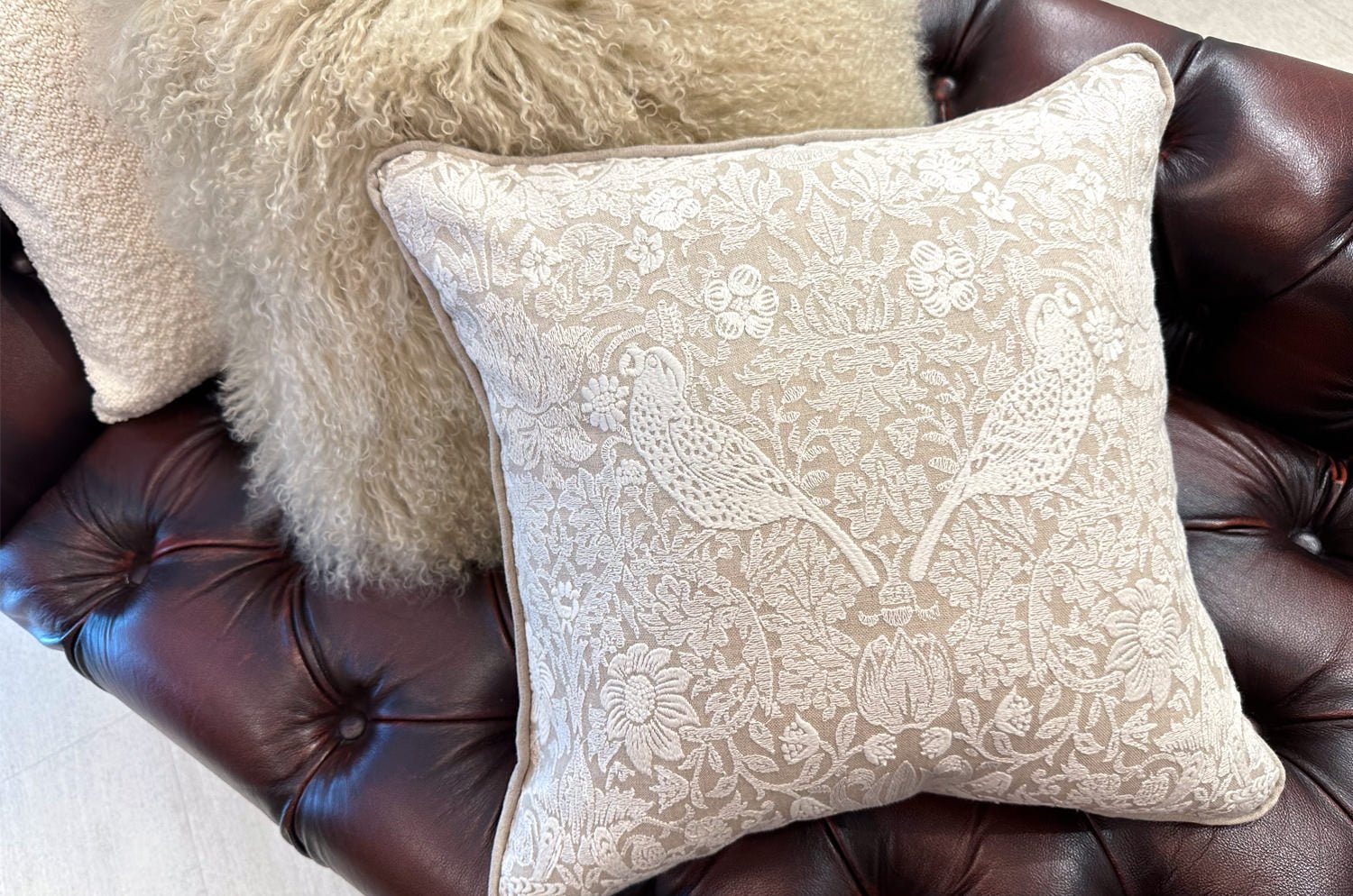 The Luxury Tibet Lamb 全面チベットラムクッションカバー (ラテ) 40×40cm - HOUSE OF JAPAN Shop