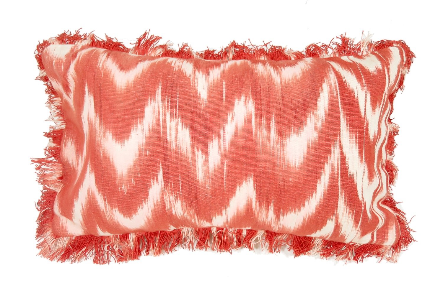 The Majorca シェブロンストライプコットンフリンジクッション レッド 50×30cm 中材付 - HOUSE OF JAPAN Shop