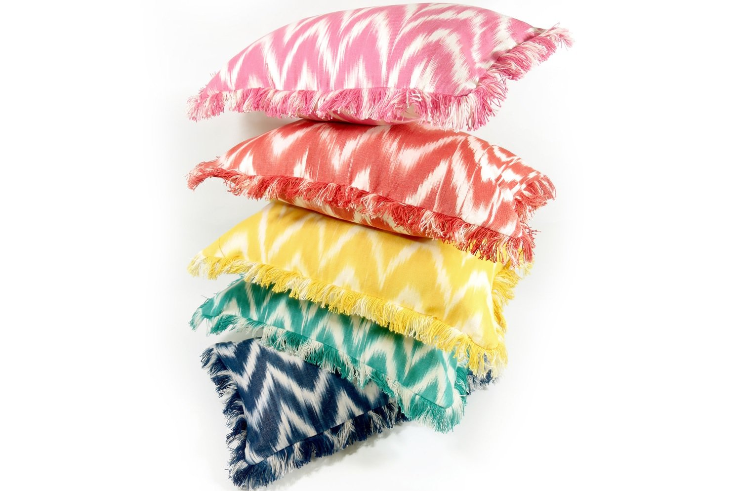 The Majorca シェブロンストライプコットンフリンジクッション レッド 50×30cm 中材付 - HOUSE OF JAPAN Shop