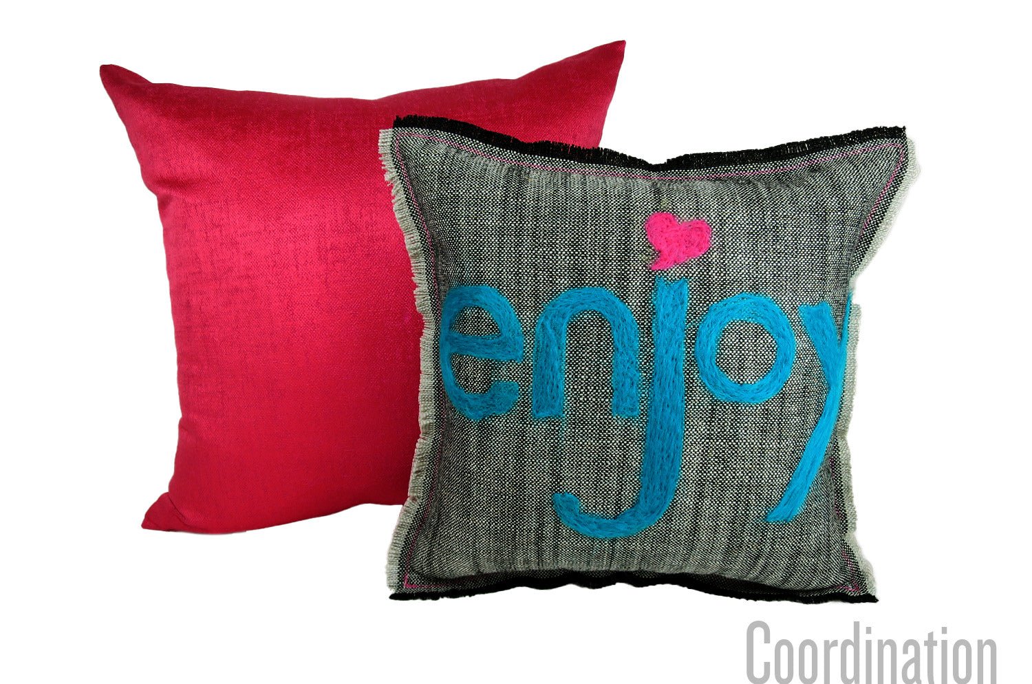 The Message - enjoy ハンドメイドメッセージクッション 35×35cm 中材付 - HOUSE OF JAPAN Shop