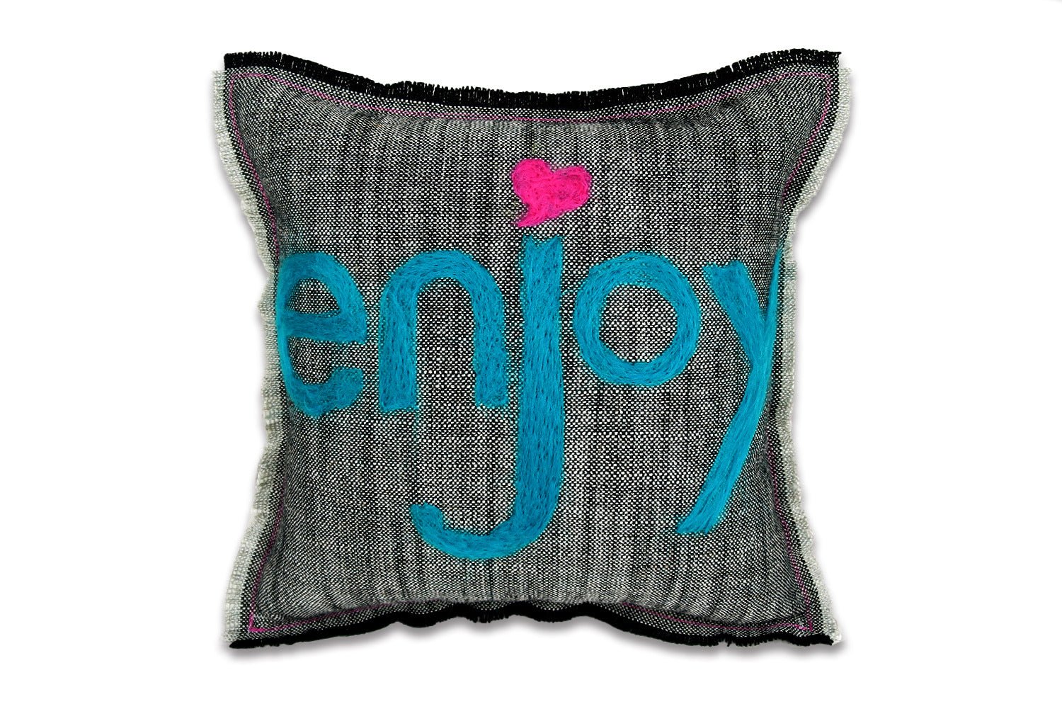 The Message - enjoy ハンドメイドメッセージクッション 35×35cm 中材付 - HOUSE OF JAPAN Shop