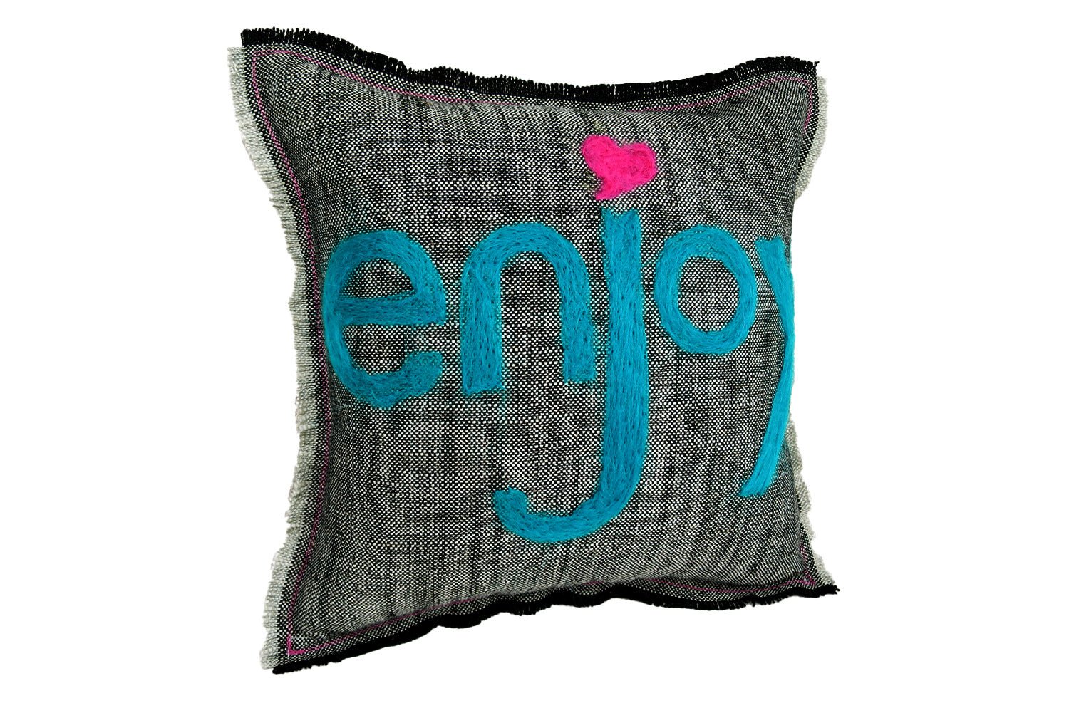 The Message - enjoy ハンドメイドメッセージクッション 35×35cm 中材付 - HOUSE OF JAPAN Shop