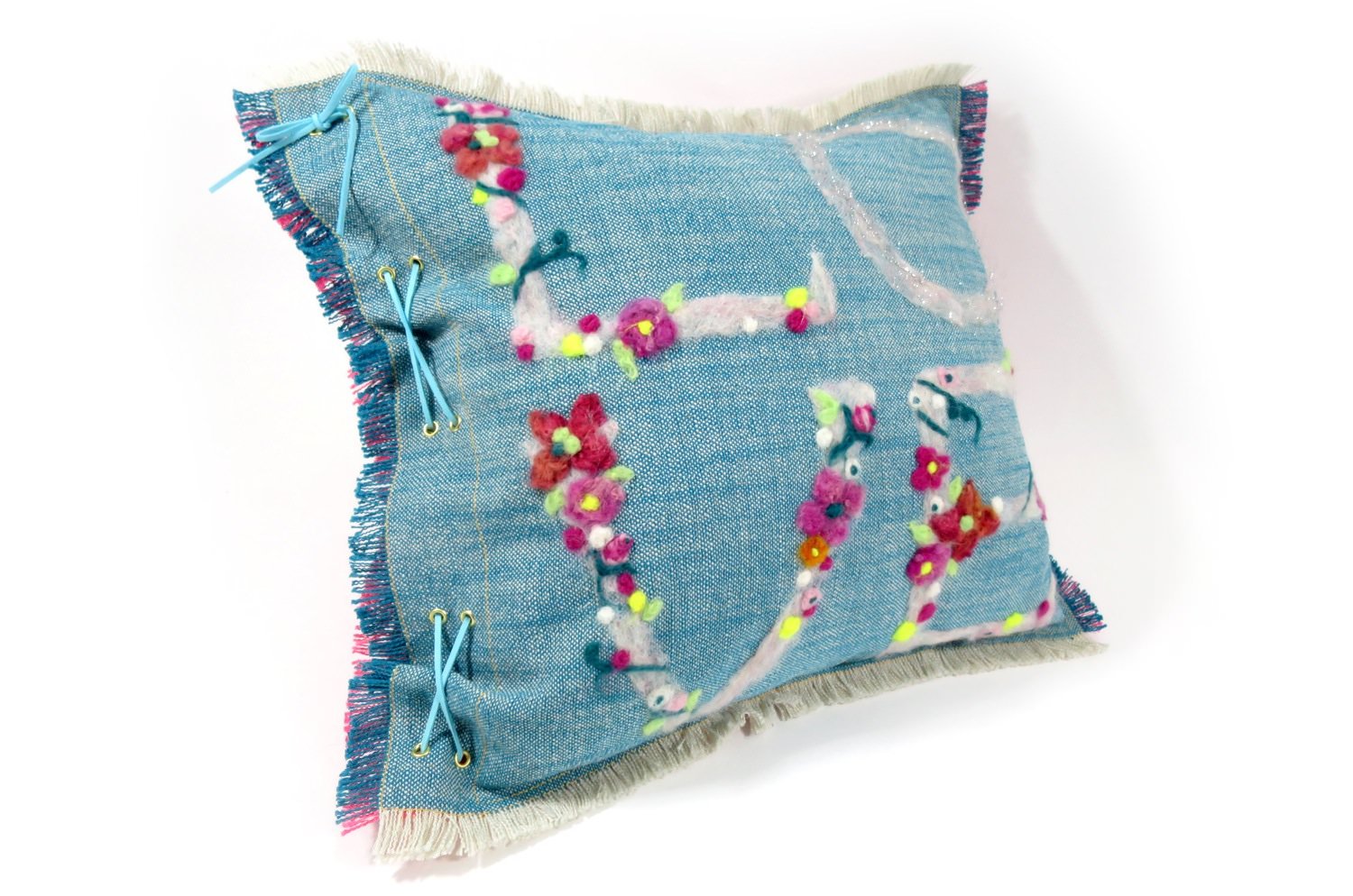 The Message - Flower LOVE ハンドメイドメッセージクッション 50×45cm 中材付 - HOUSE OF JAPAN Shop