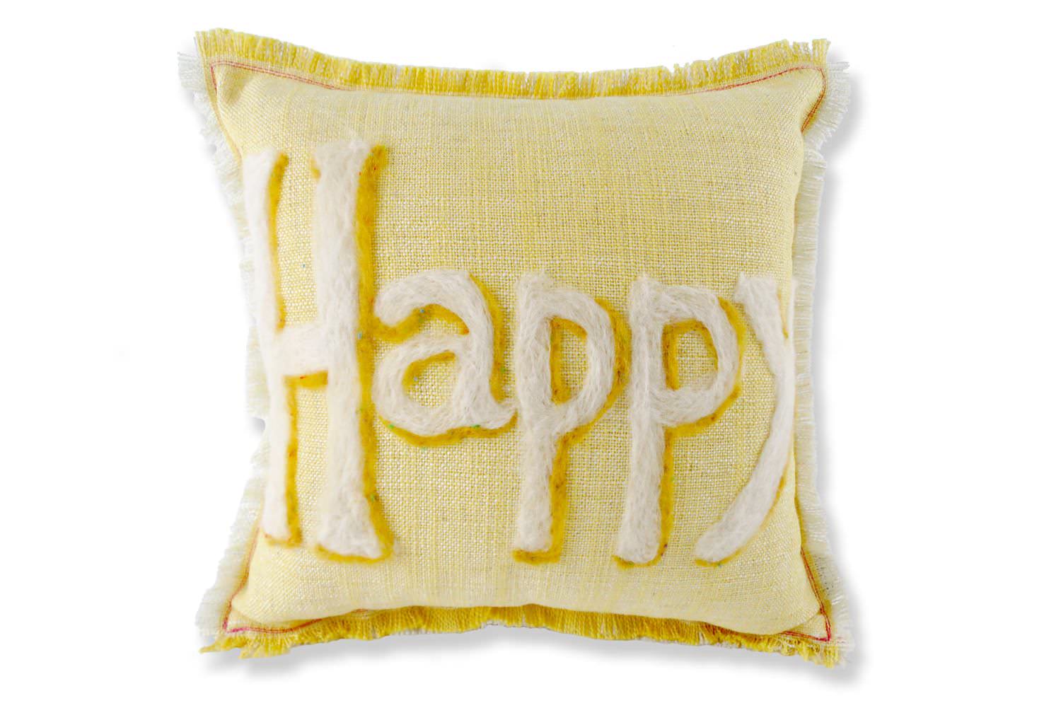 The Message - Happy ハンドメイドメッセージクッション 35×35cm 中材付 - HOUSE OF JAPAN Shop