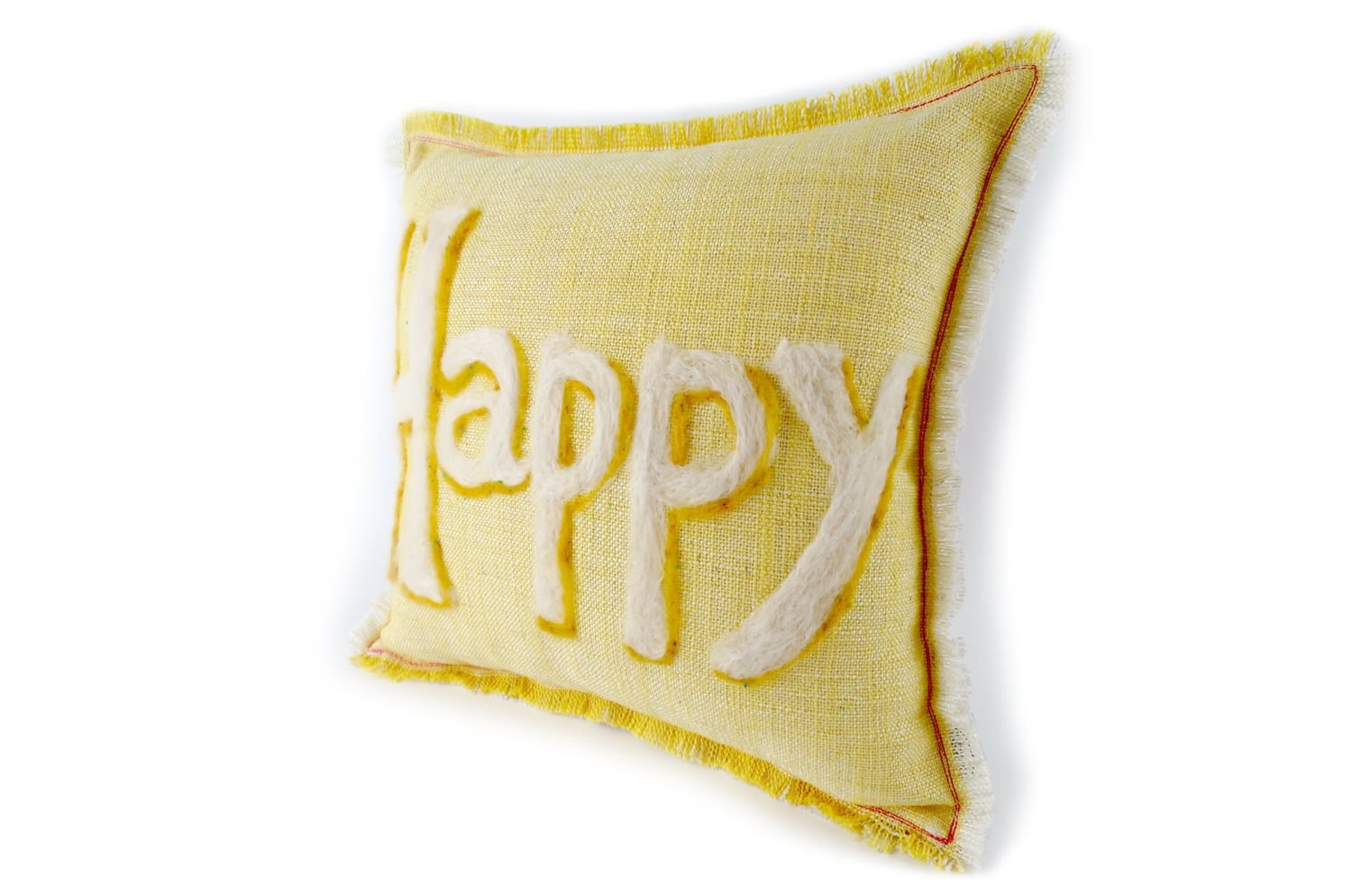 The Message - Happy ハンドメイドメッセージクッション 35×35cm 中材付 - HOUSE OF JAPAN Shop