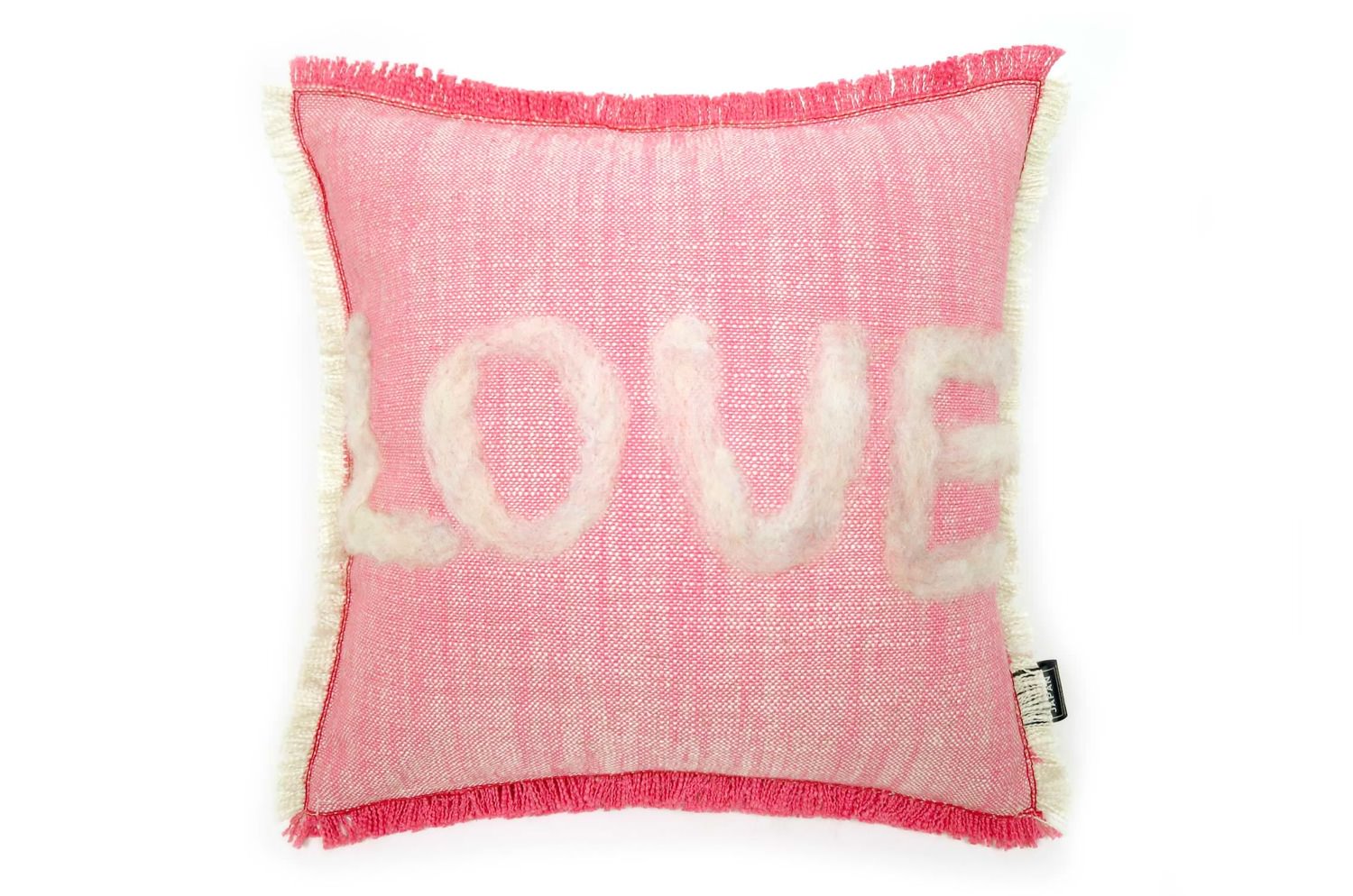The Message - LOVE Heart ハンドメイドメッセージクッション ピンク 35×35cm 中材付 - HOUSE OF JAPAN Shop