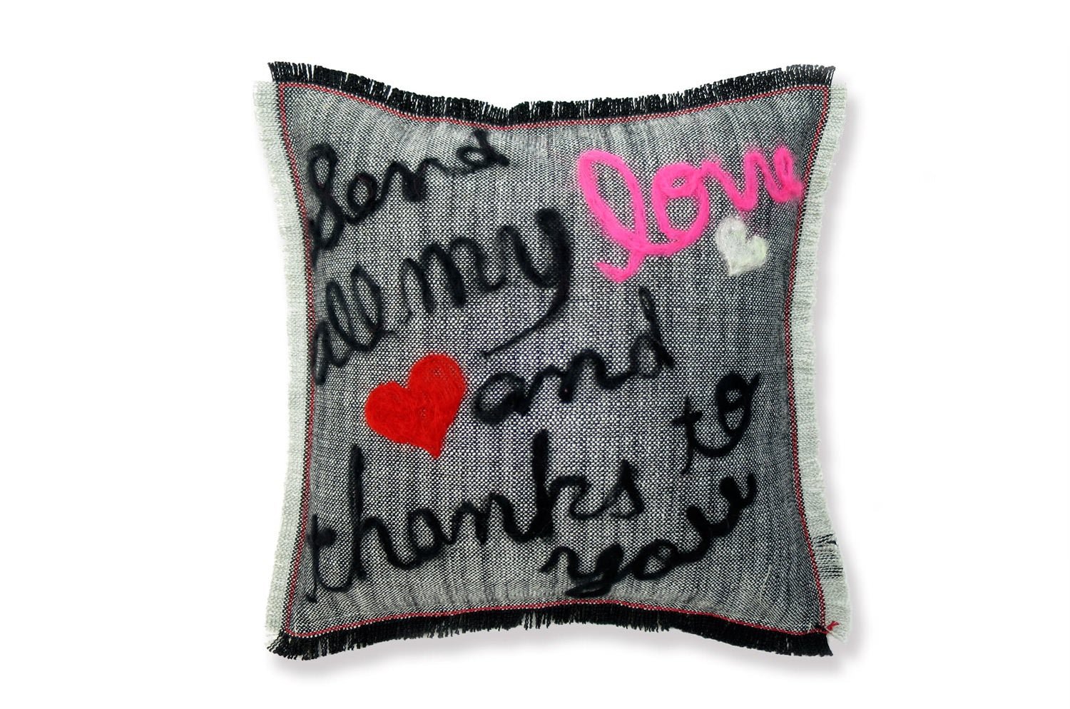 The Message - Send all my love ハンドメイドメッセージクッション ブラック 35×35cm 中材付 - HOUSE OF JAPAN Shop