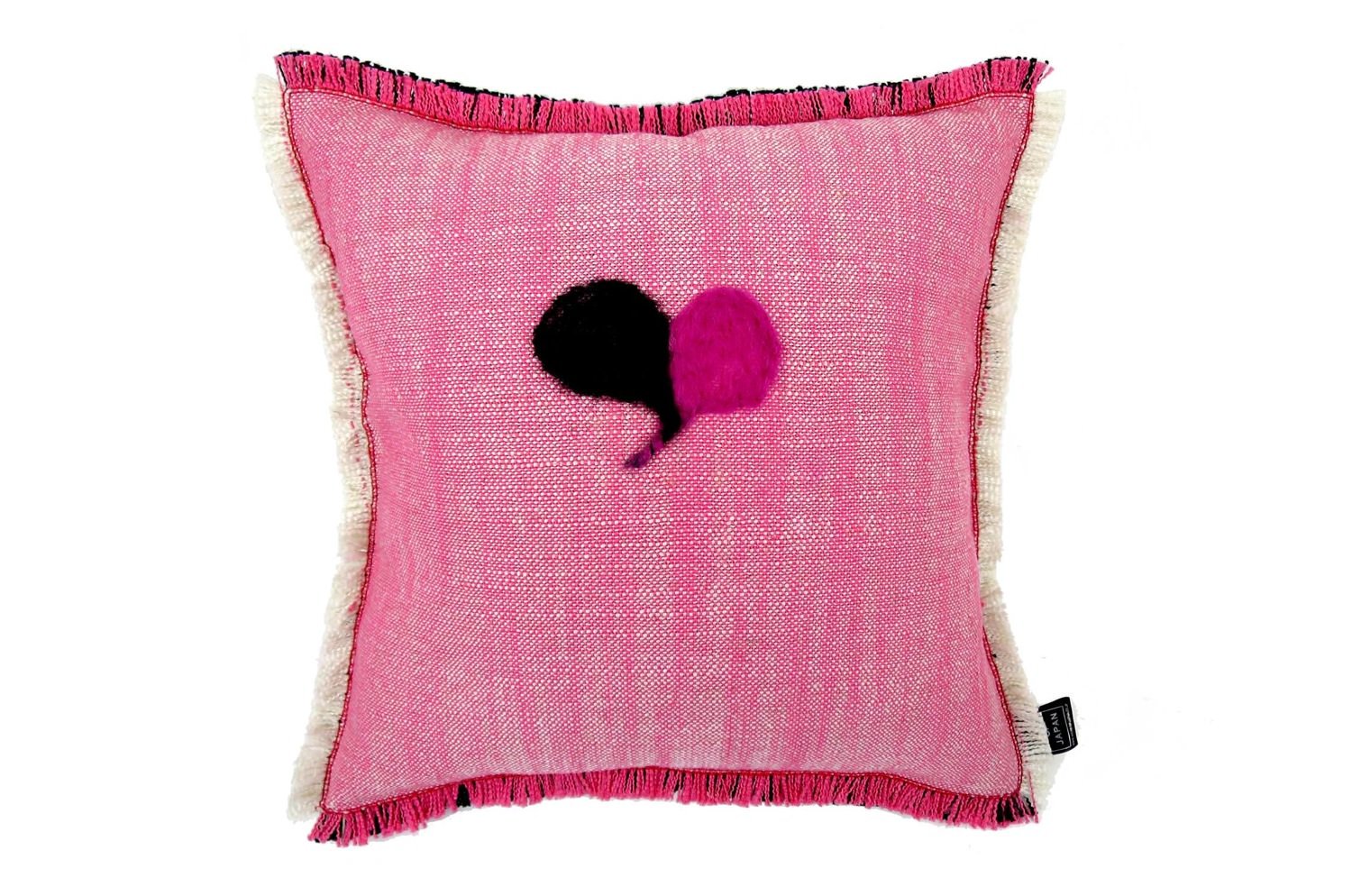 The Message - Send all my love ハンドメイドメッセージクッション ブラック ピンク 35×35cm 中材付 - HOUSE OF JAPAN Shop