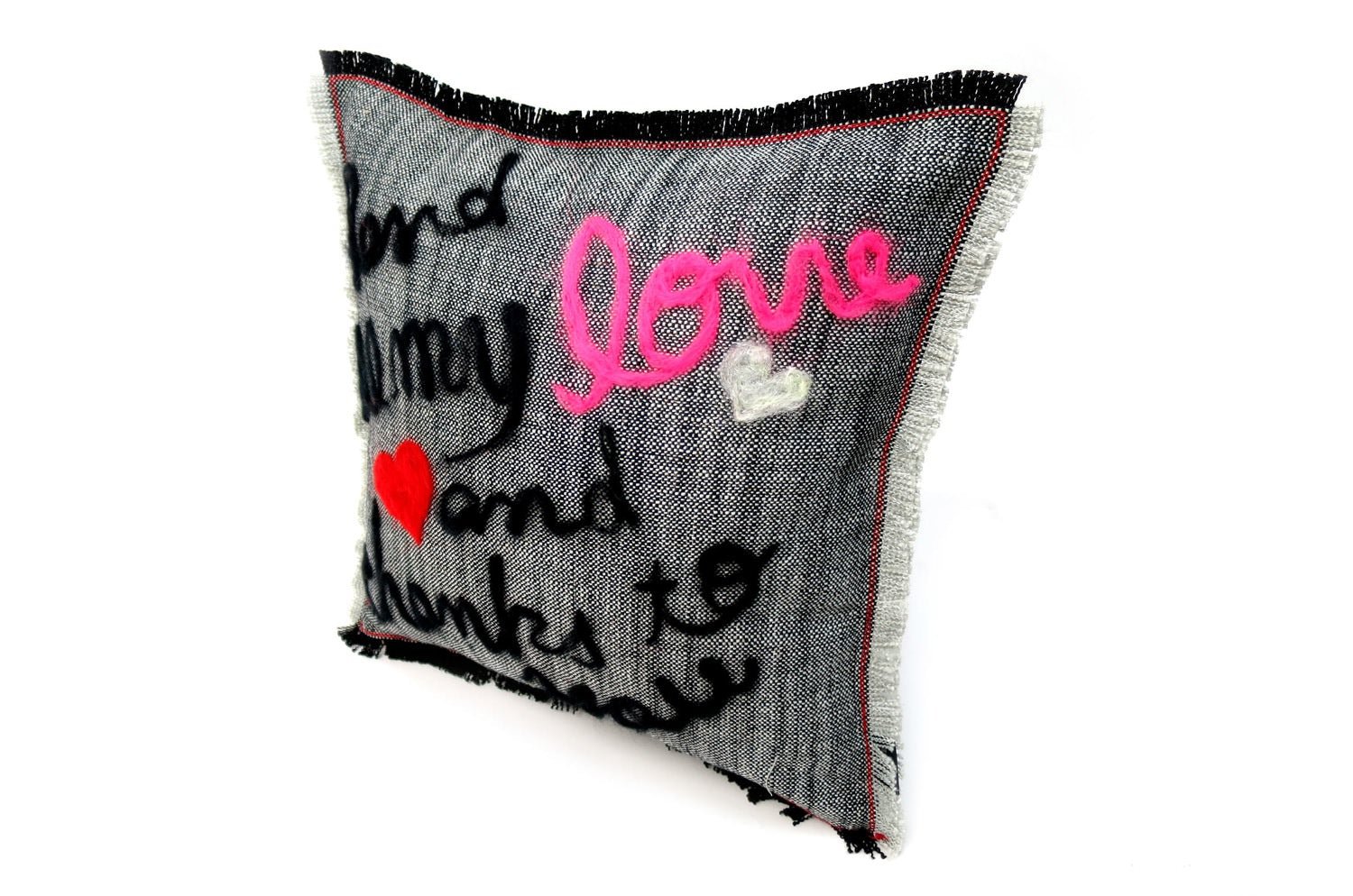 The Message - Send all my love ハンドメイドメッセージクッション ブラック 35×35cm 中材付 - HOUSE OF JAPAN Shop