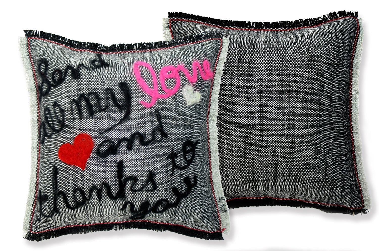 The Message - Send all my love ハンドメイドメッセージクッション ブラック 35×35cm 中材付 - HOUSE OF JAPAN Shop