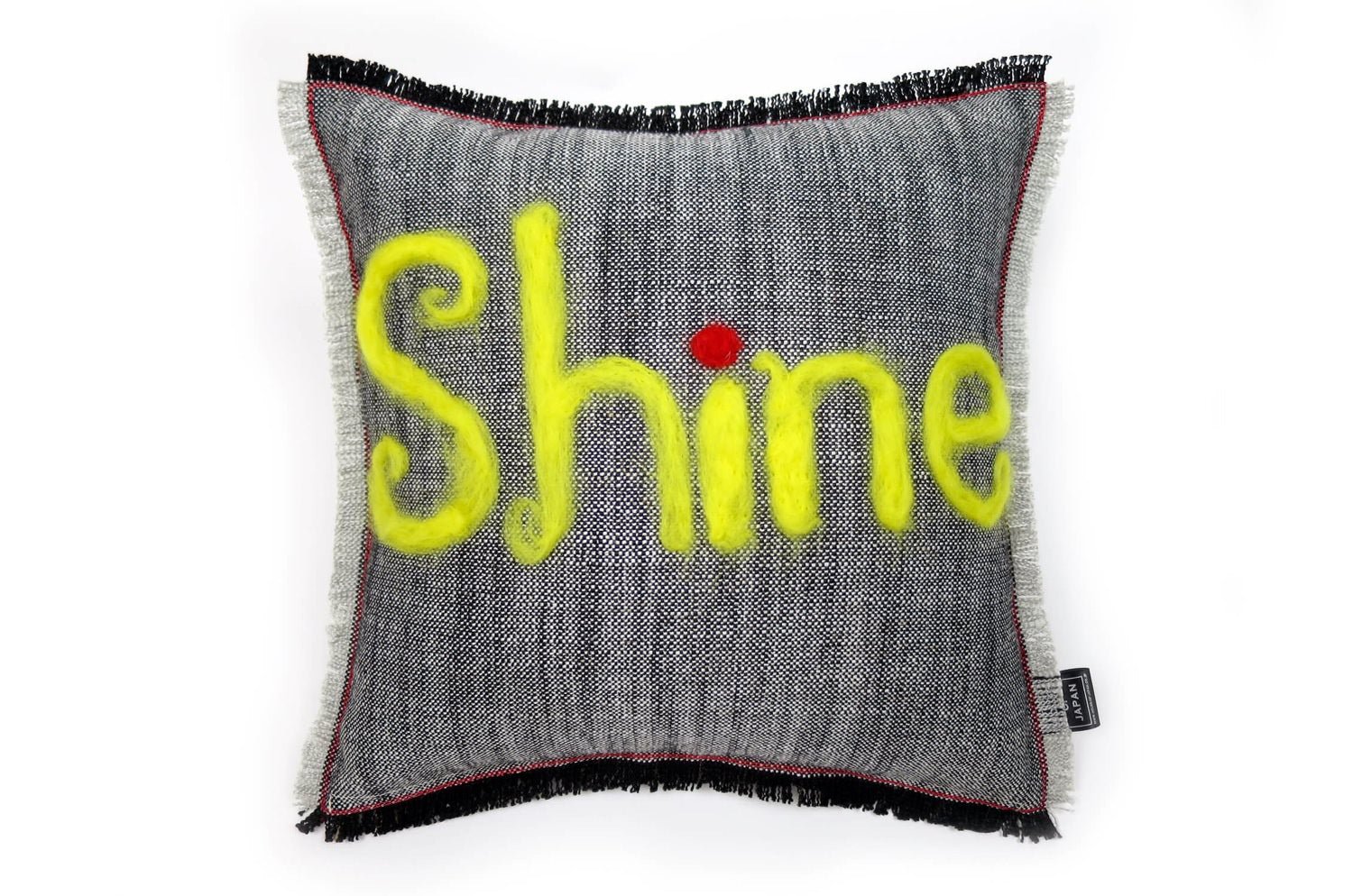 The Message - Shine ハンドメイドメッセージクッション ブラック 35×35cm 中材付 - HOUSE OF JAPAN Shop