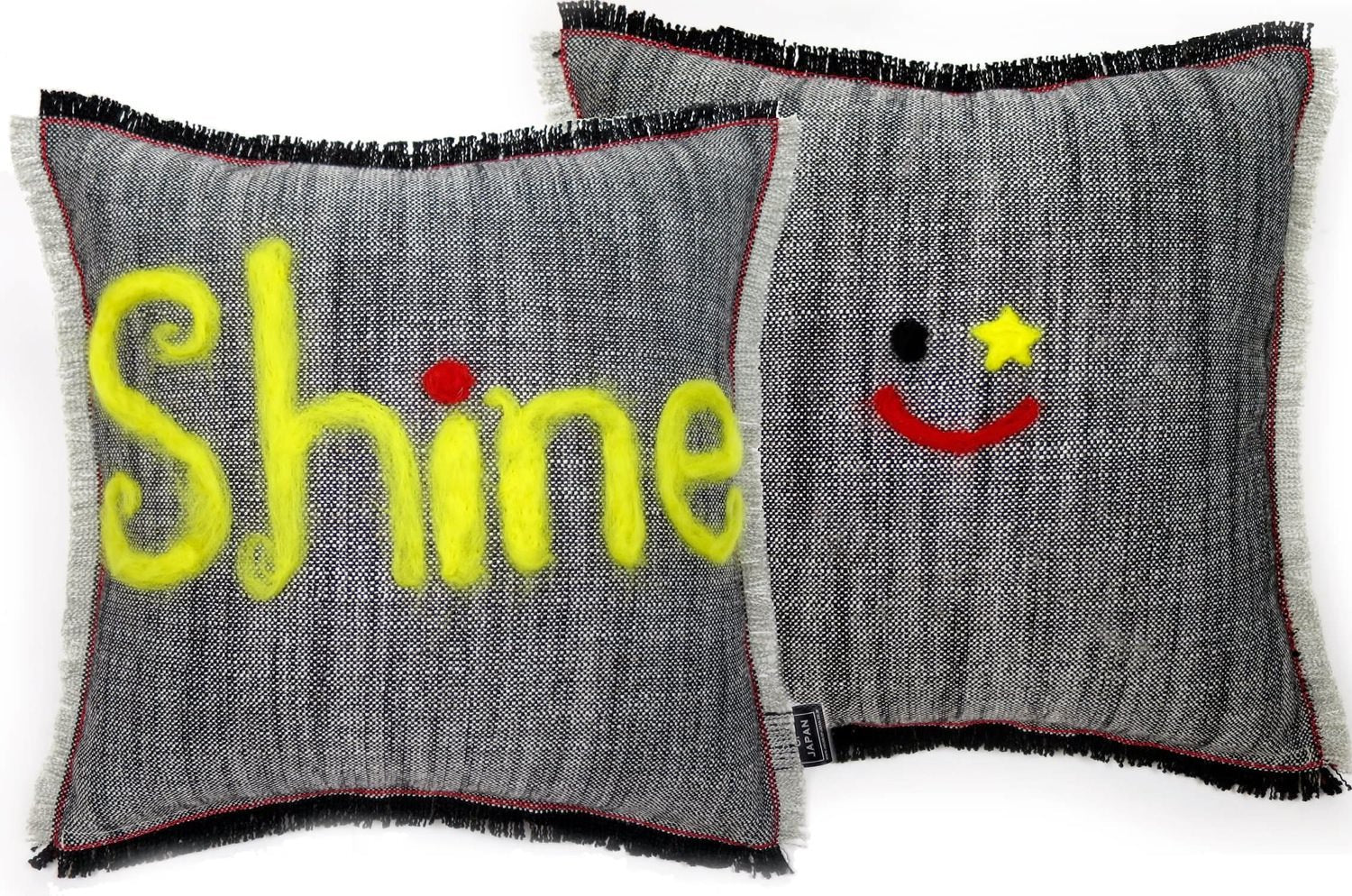 The Message - Shine ハンドメイドメッセージクッション ブラック 35×35cm 中材付 - HOUSE OF JAPAN Shop